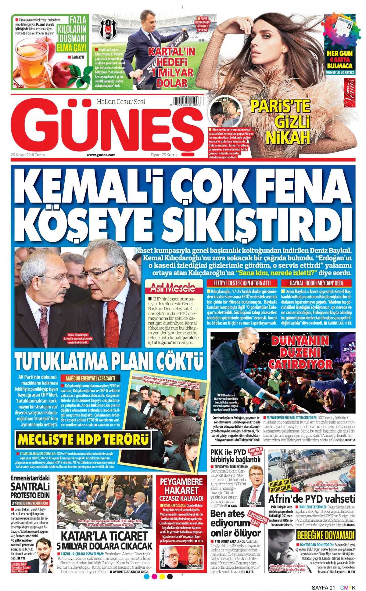 29 Nisan 2016 gazete manşetleri - 899