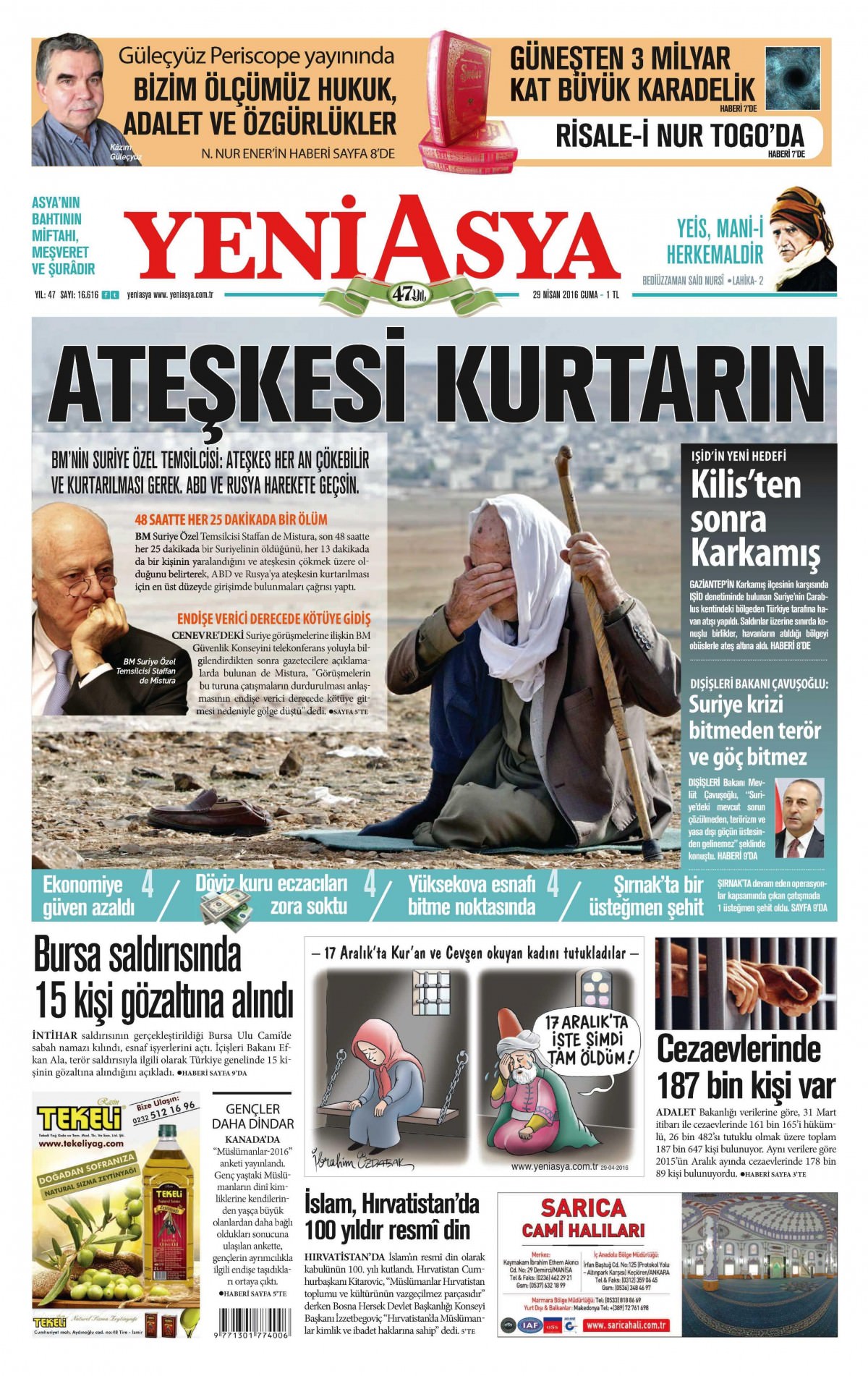 29 Nisan 2016 gazete manşetleri - 860