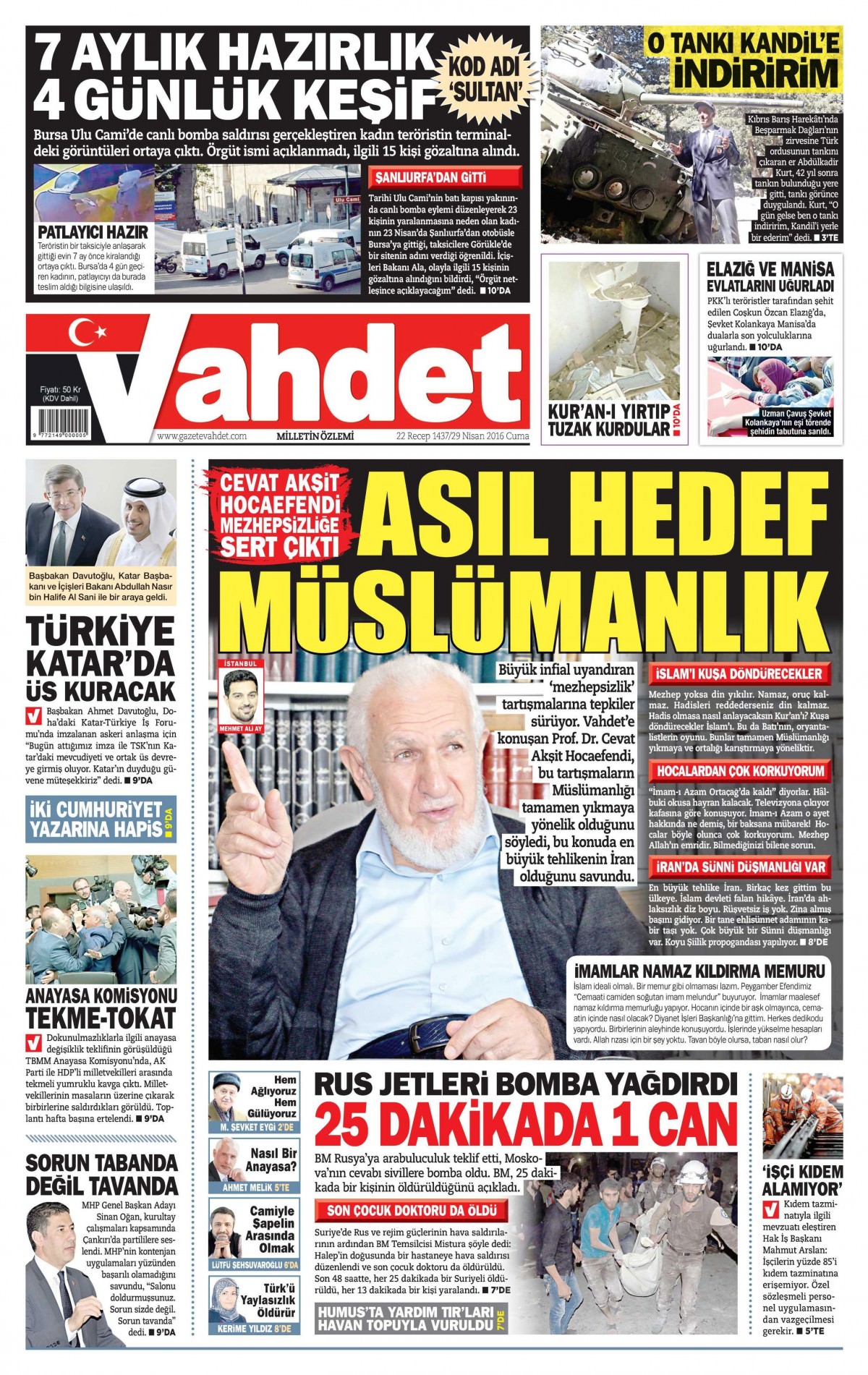 29 Nisan 2016 gazete manşetleri - 926