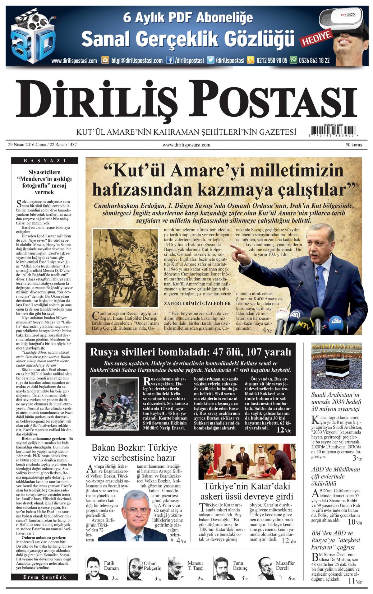 29 Nisan 2016 gazete manşetleri - 682