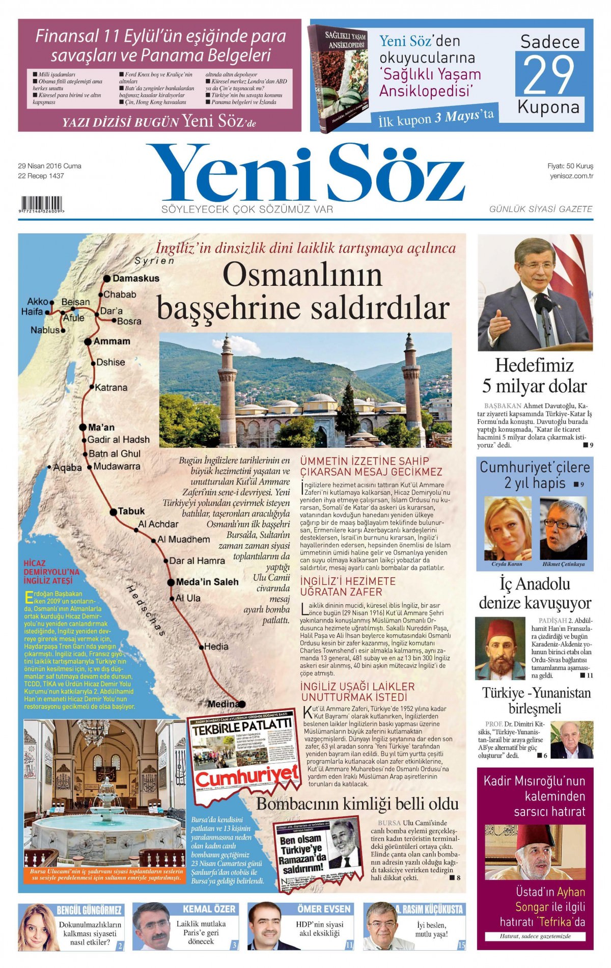 29 Nisan 2016 gazete manşetleri - 737