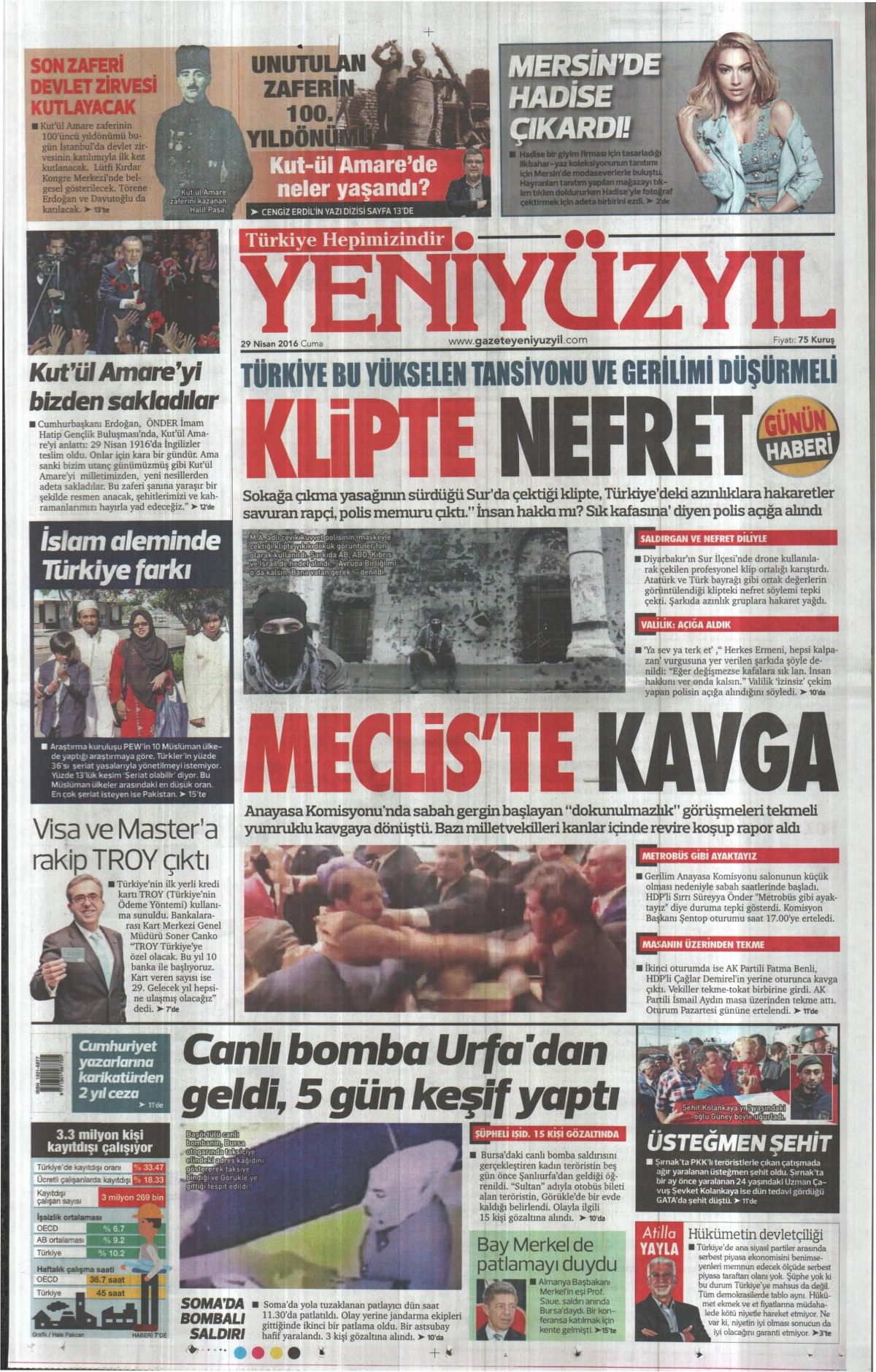 29 Nisan 2016 gazete manşetleri - 911