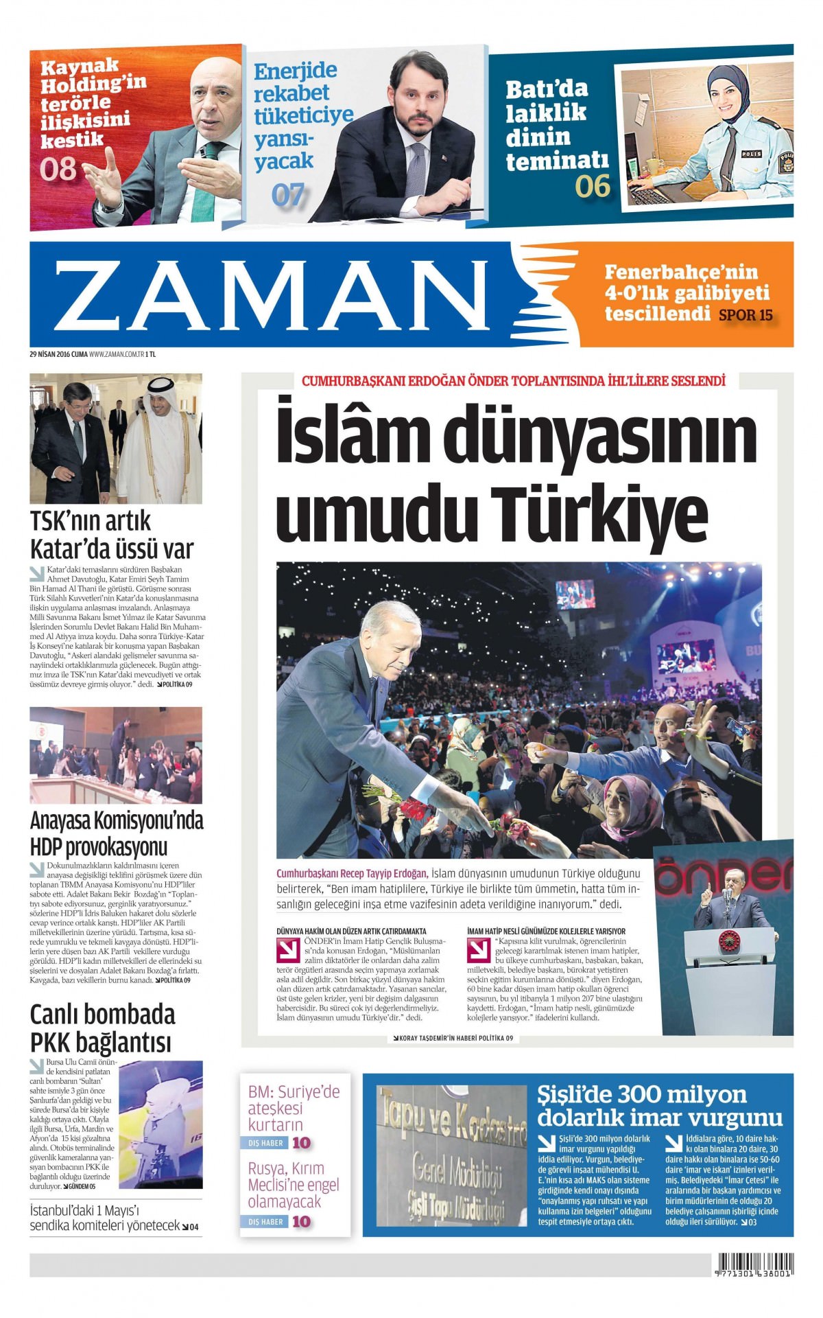 29 Nisan 2016 gazete manşetleri - 689