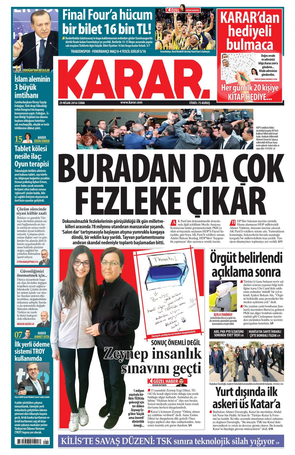 29 Nisan 2016 gazete manşetleri - 832