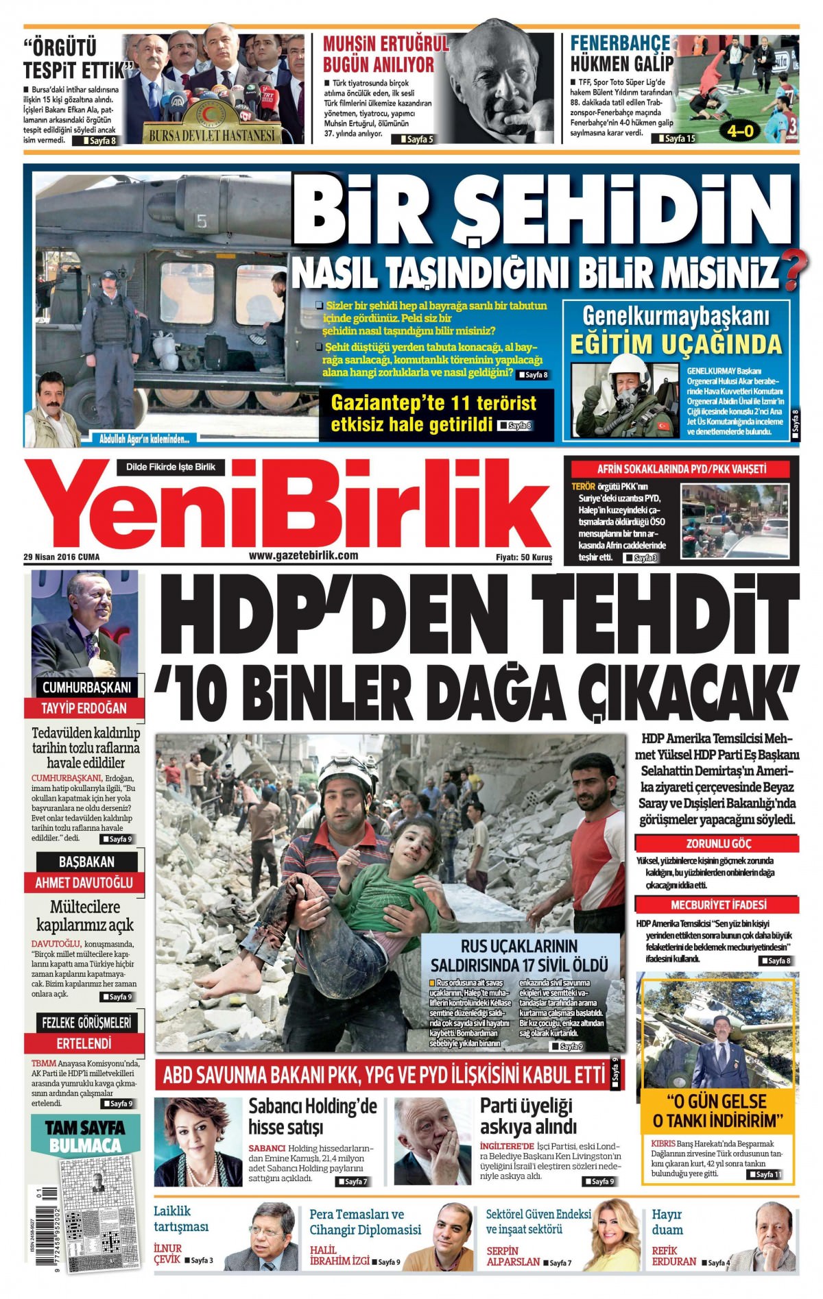 29 Nisan 2016 gazete manşetleri - 823