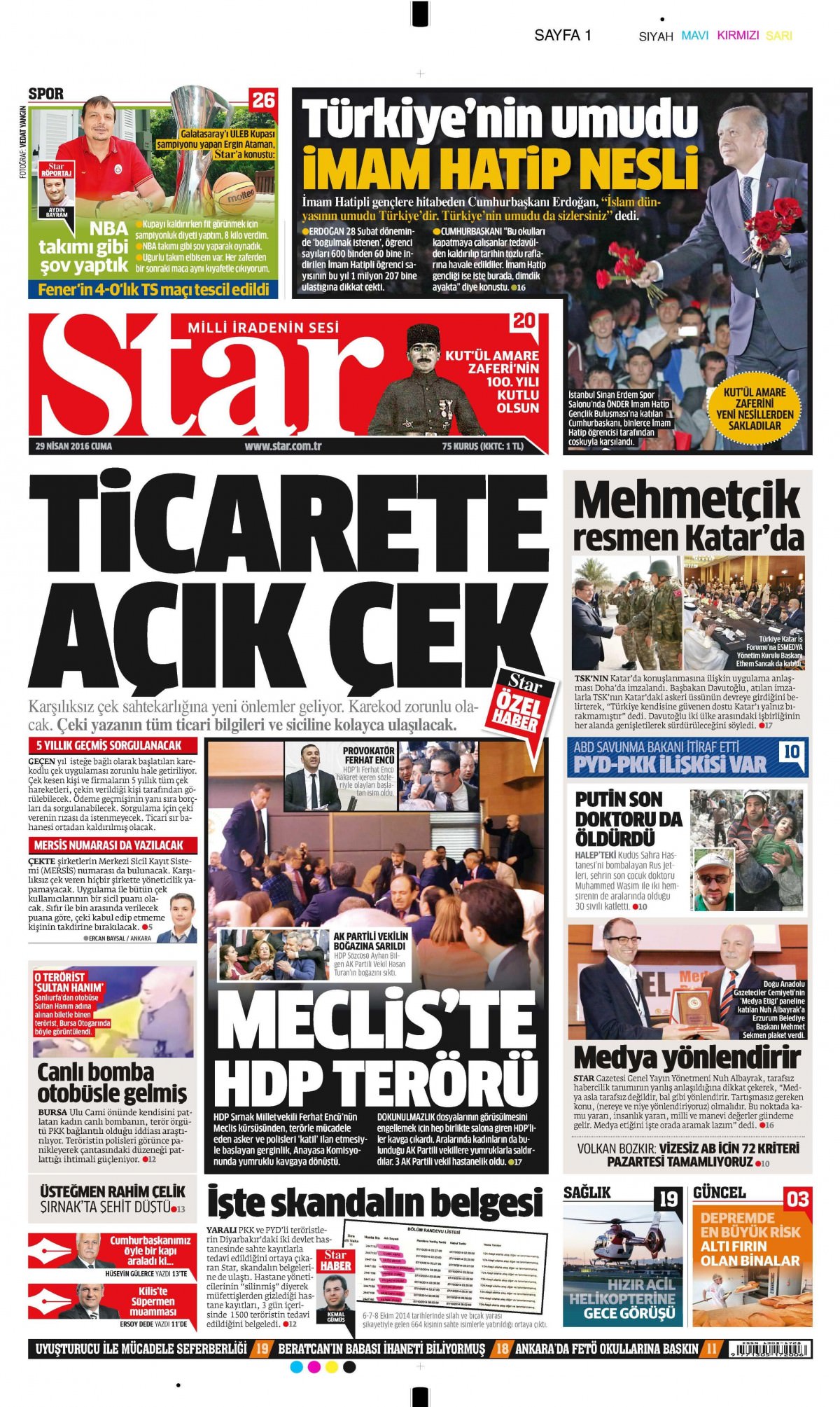 29 Nisan 2016 gazete manşetleri - 894