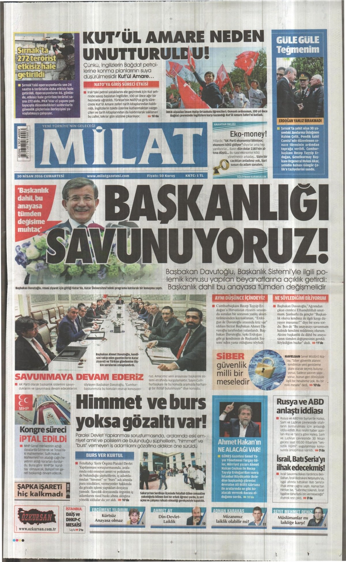 30 Nisan 2016 gazete manşetleri - 534