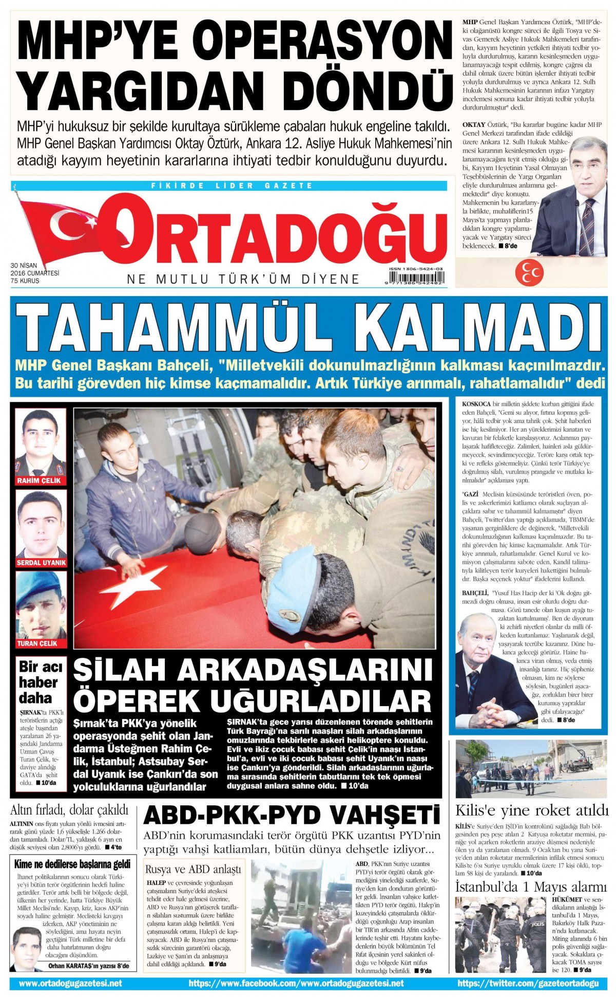 30 Nisan 2016 gazete manşetleri - 506