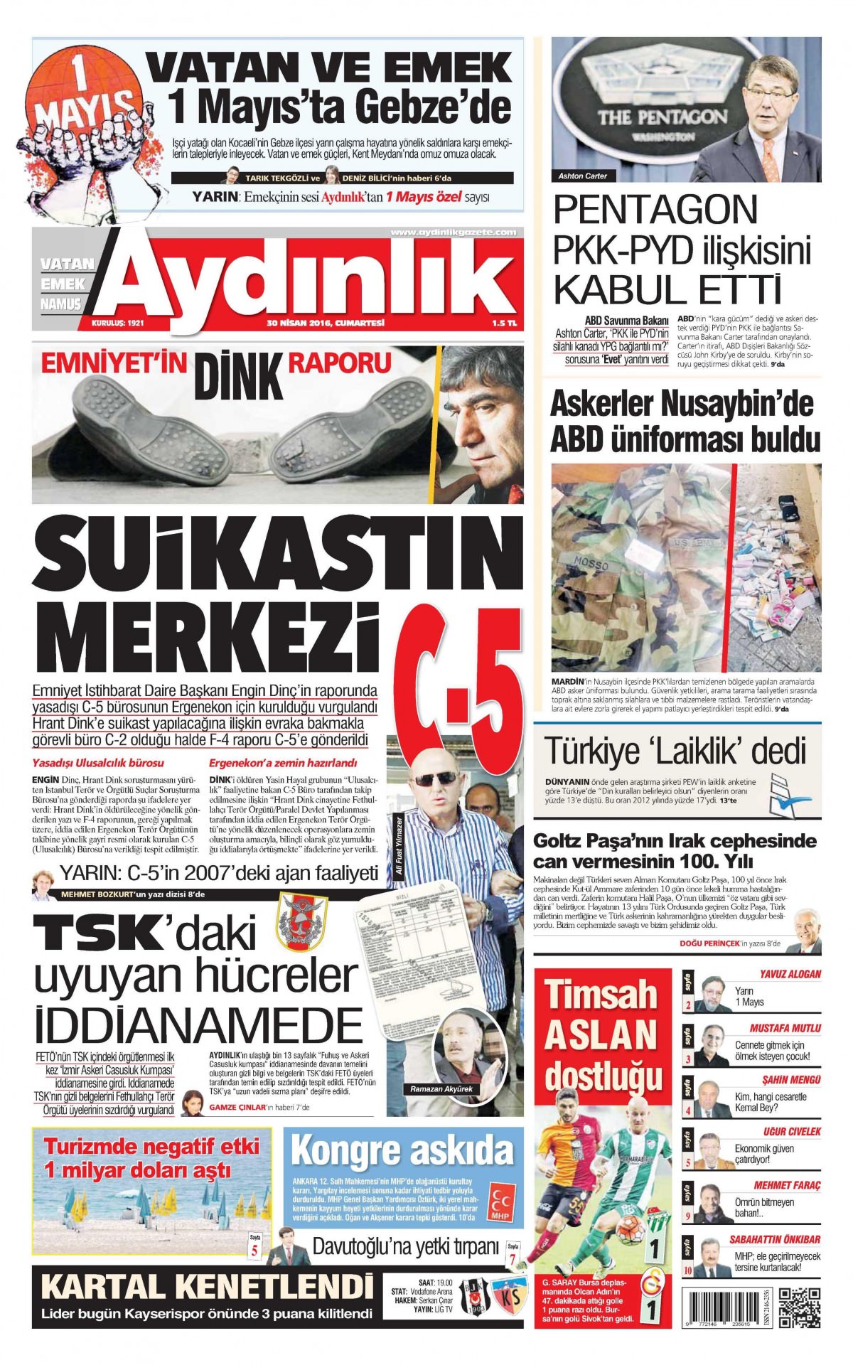 30 Nisan 2016 gazete manşetleri - 538