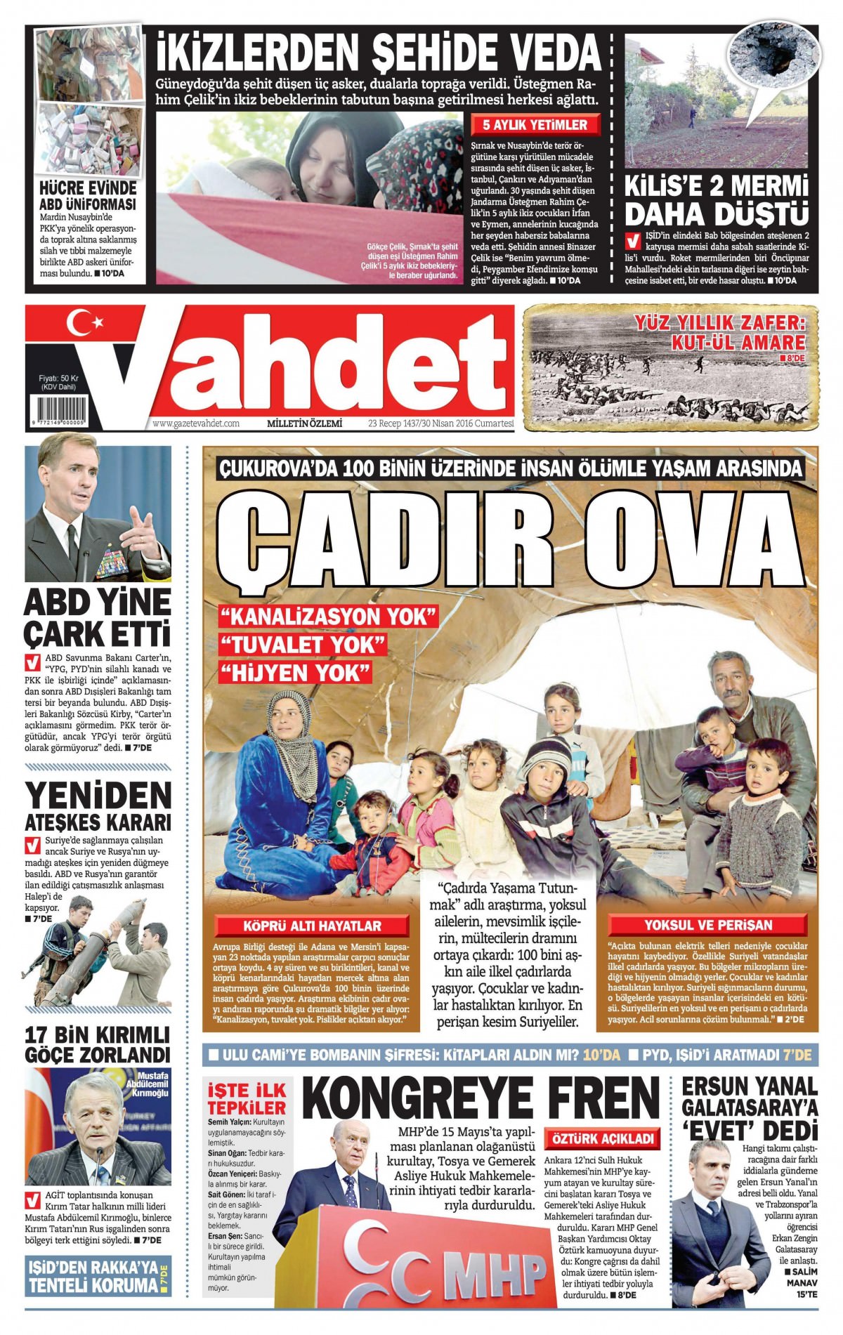 30 Nisan 2016 gazete manşetleri - 935