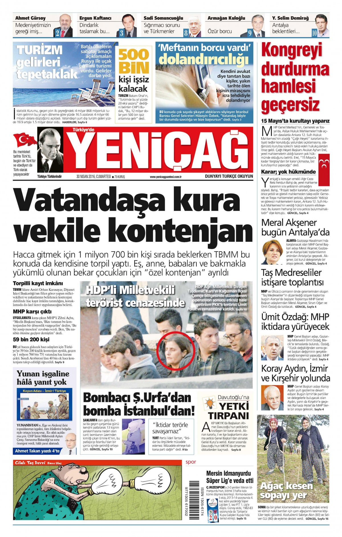 30 Nisan 2016 gazete manşetleri - 661
