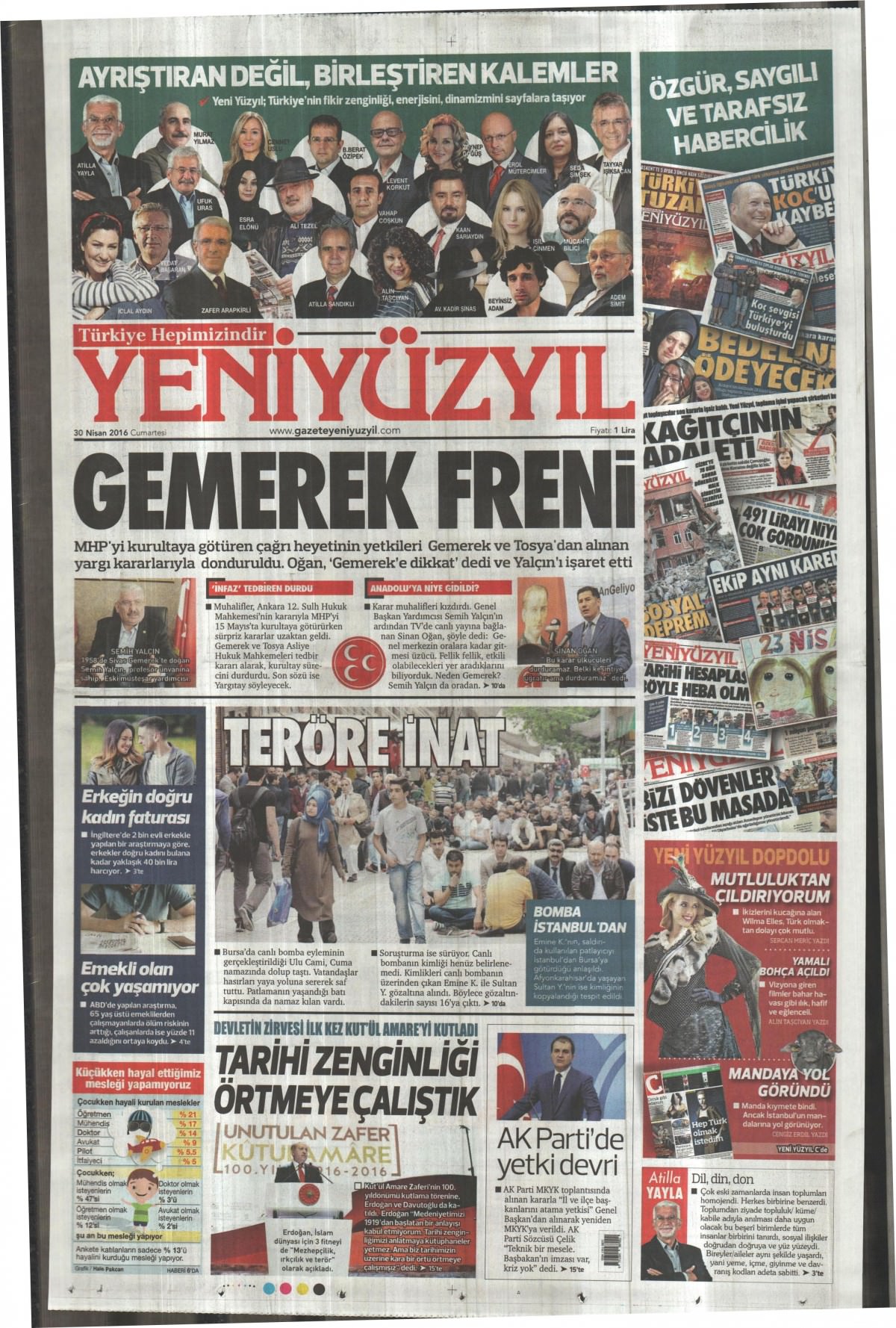 30 Nisan 2016 gazete manşetleri - 524