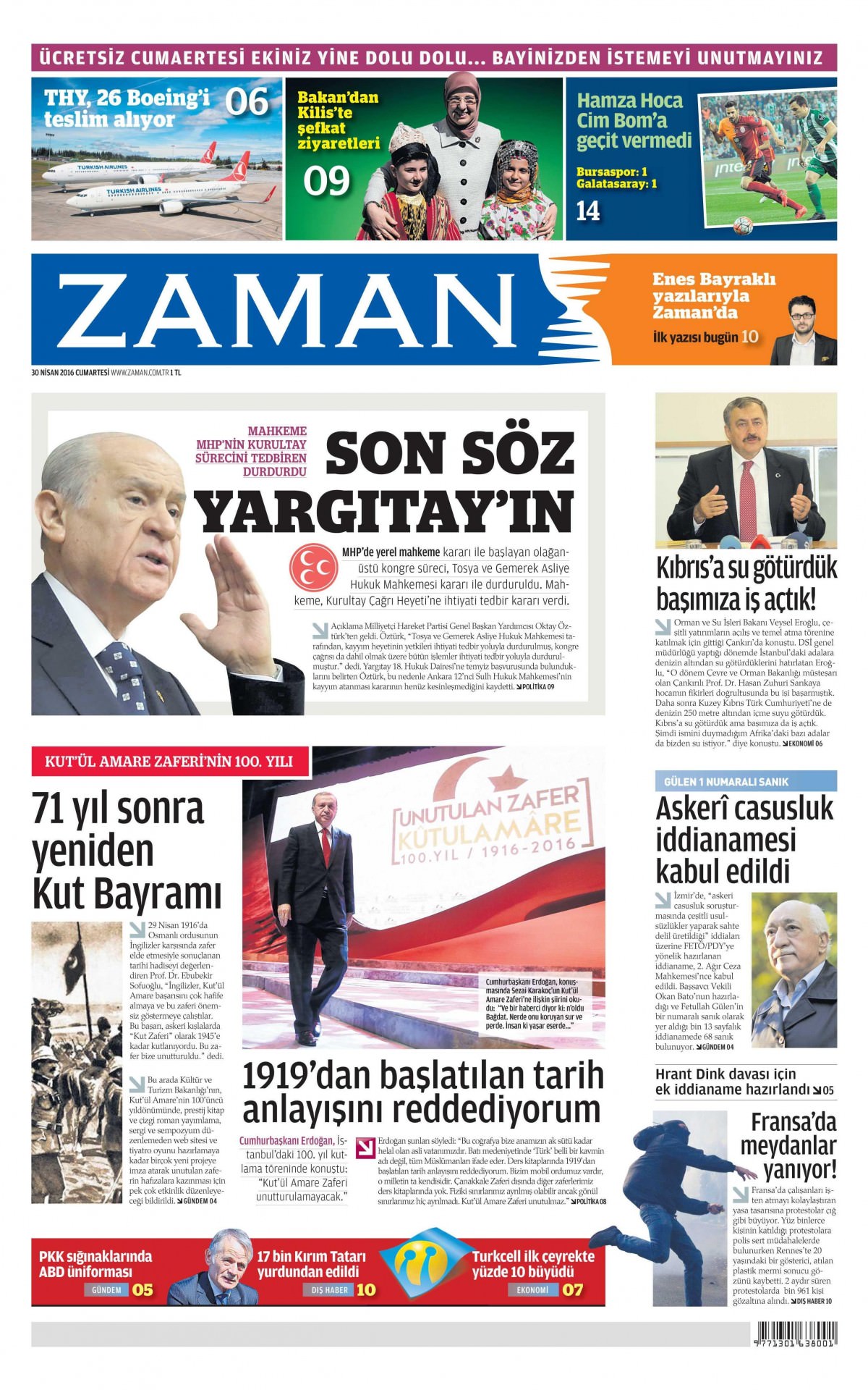 30 Nisan 2016 gazete manşetleri - 731