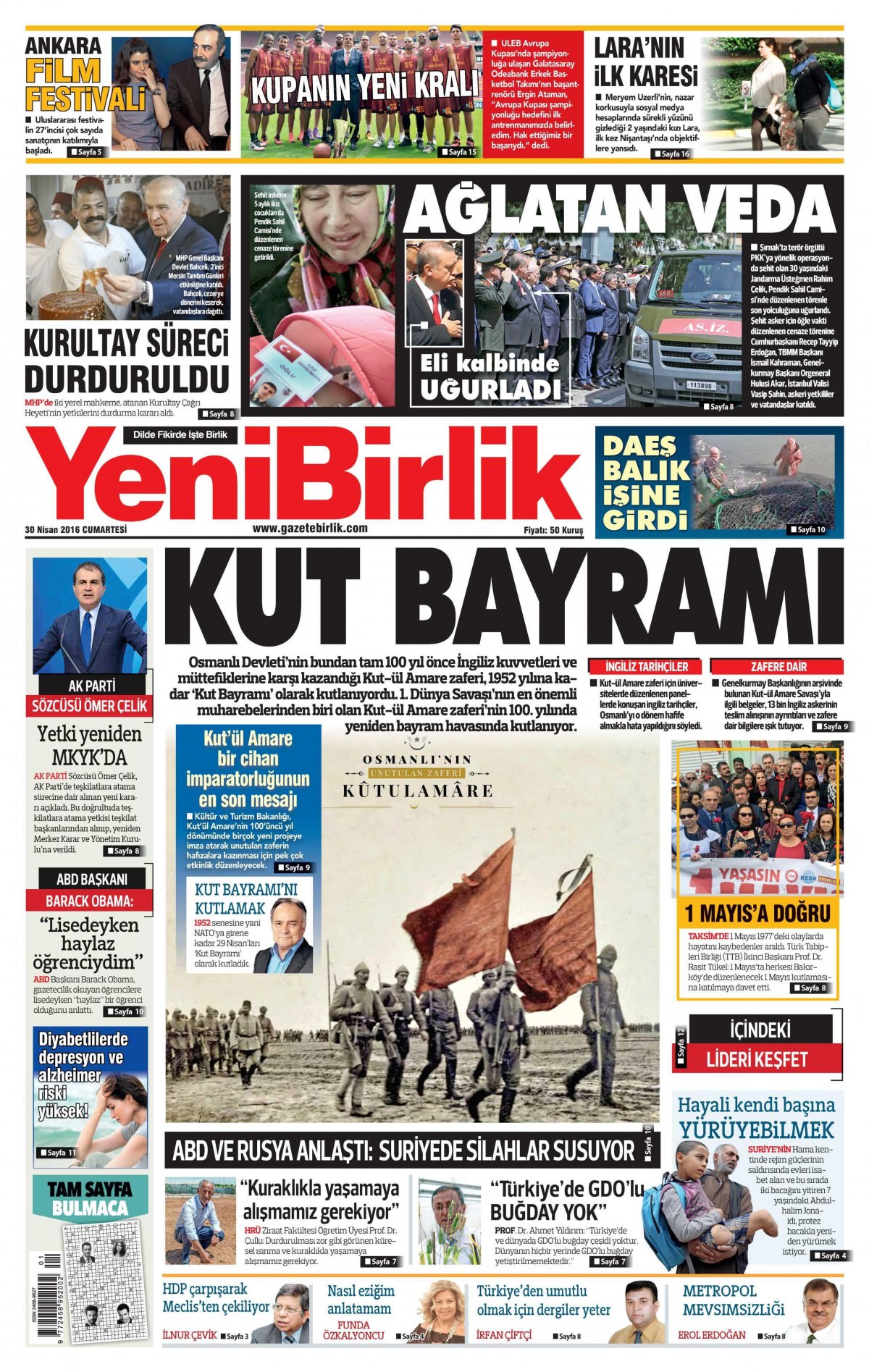 30 Nisan 2016 gazete manşetleri - 831