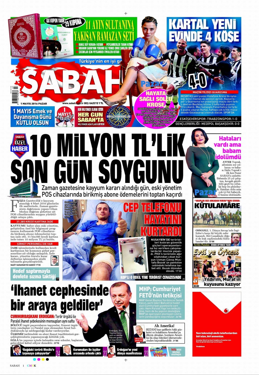 1 Mayıs 2016 gazete manşetleri - 909