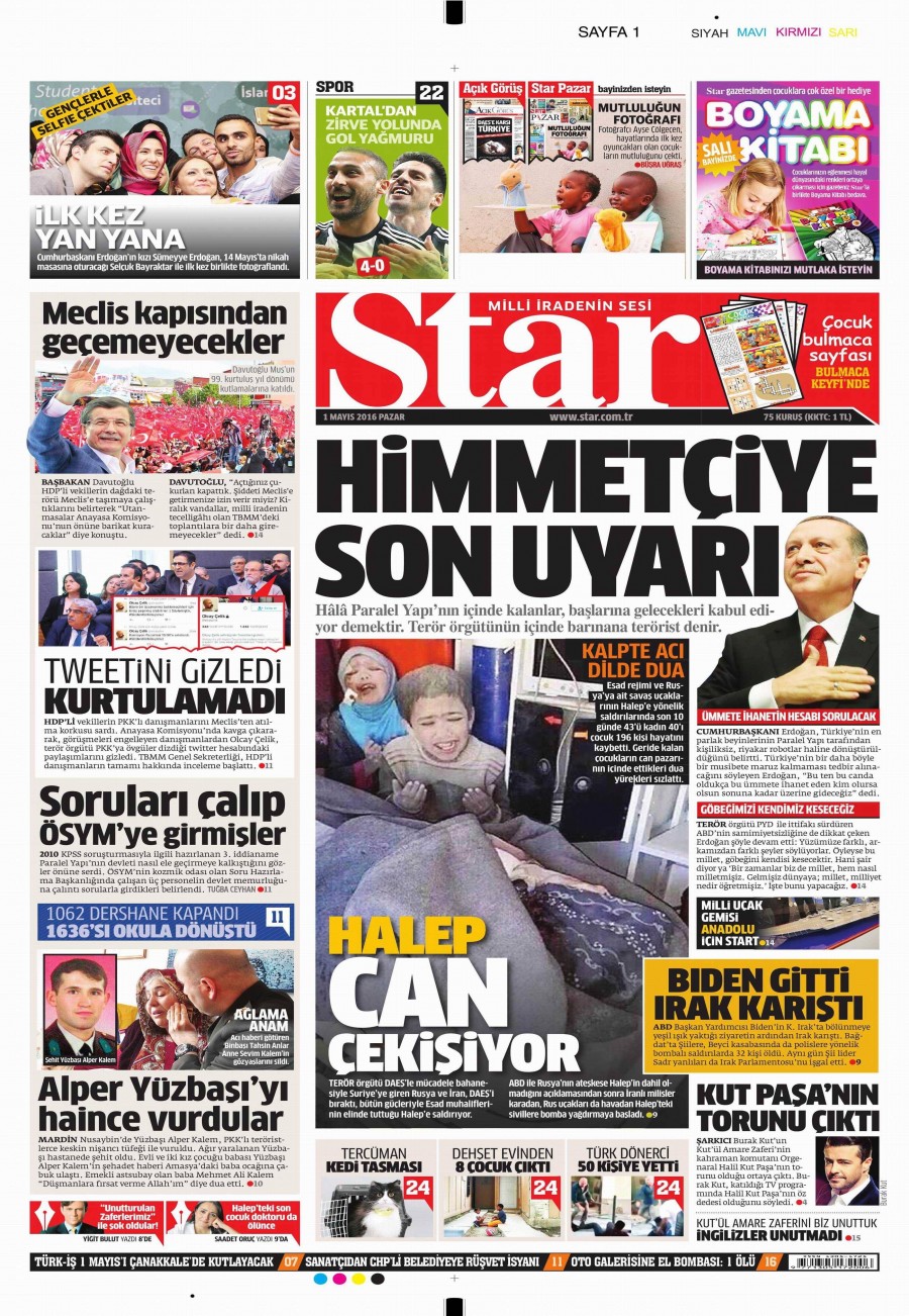1 Mayıs 2016 gazete manşetleri - 574