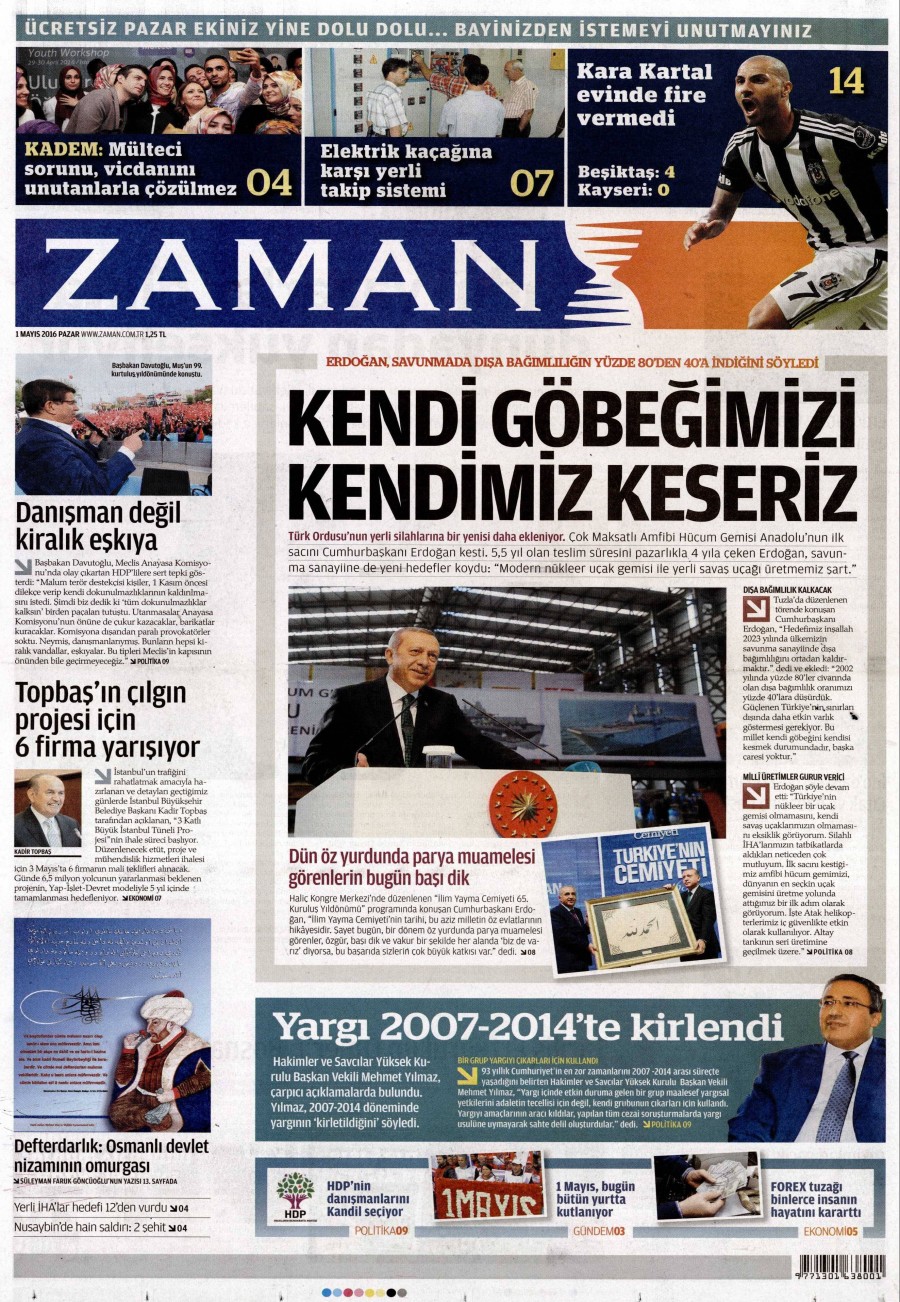 1 Mayıs 2016 gazete manşetleri - 690