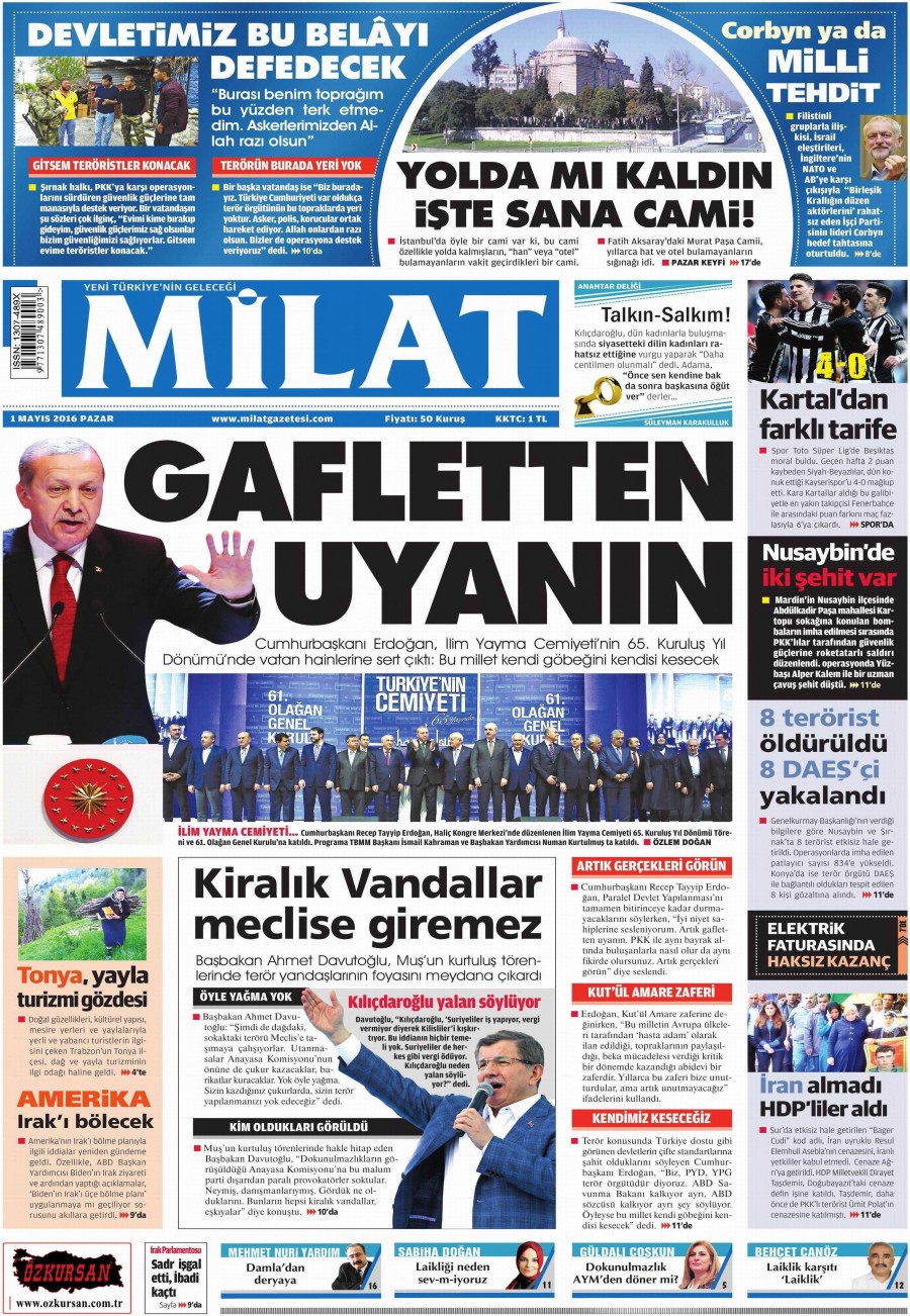 1 Mayıs 2016 gazete manşetleri - 808