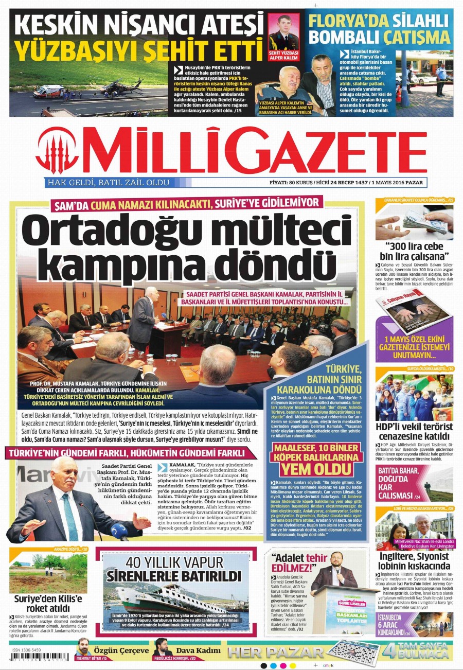 1 Mayıs 2016 gazete manşetleri - 848