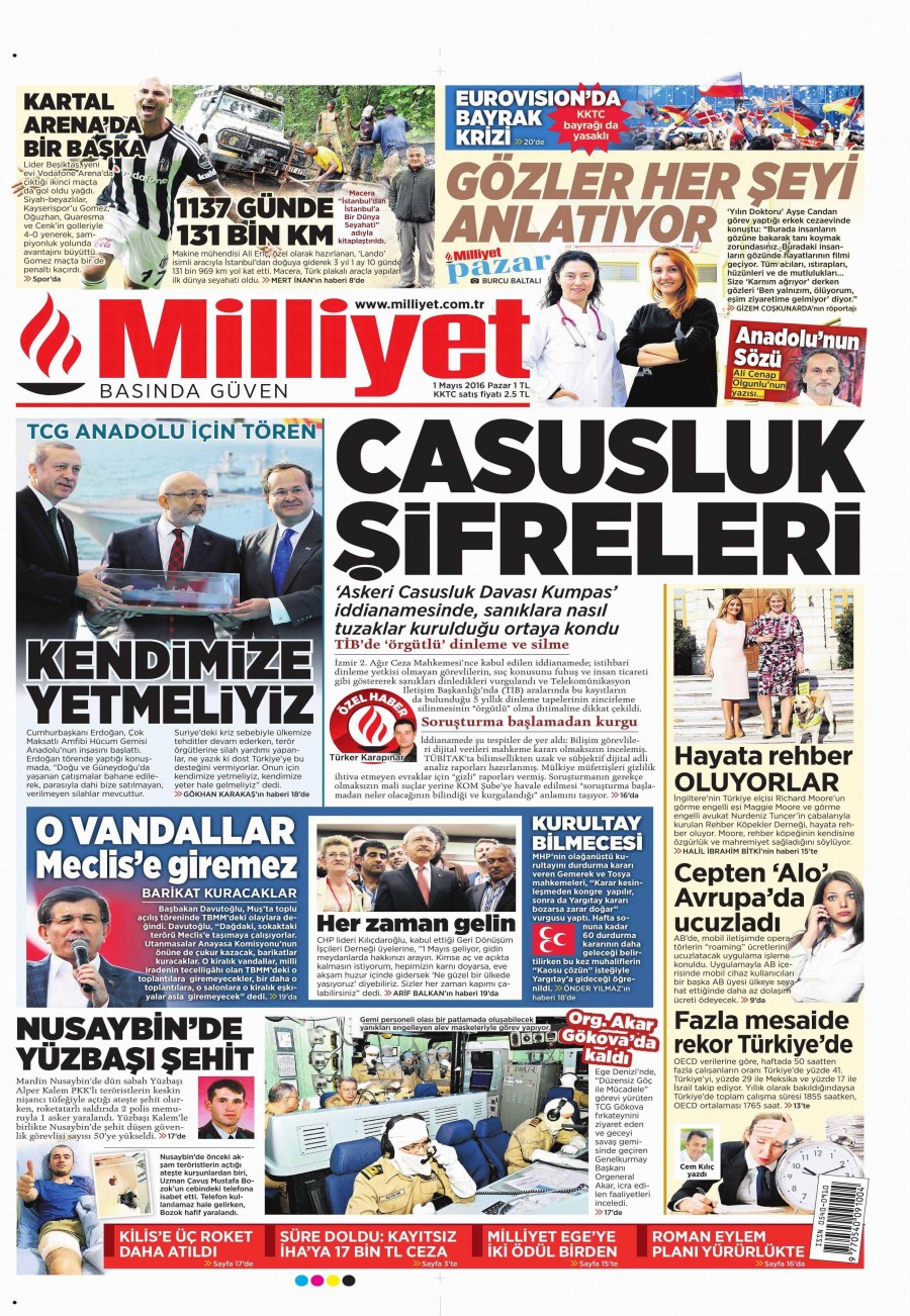 1 Mayıs 2016 gazete manşetleri - 510