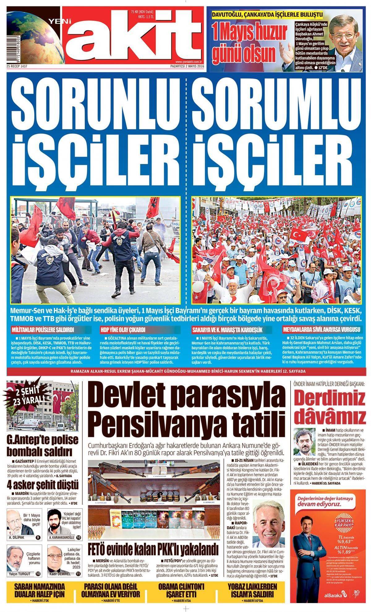 2 Mayıs 2016 gazete manşetleri - 612