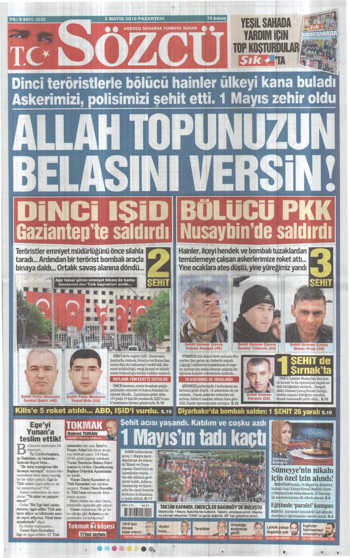 2 Mayıs 2016 gazete manşetleri - 568