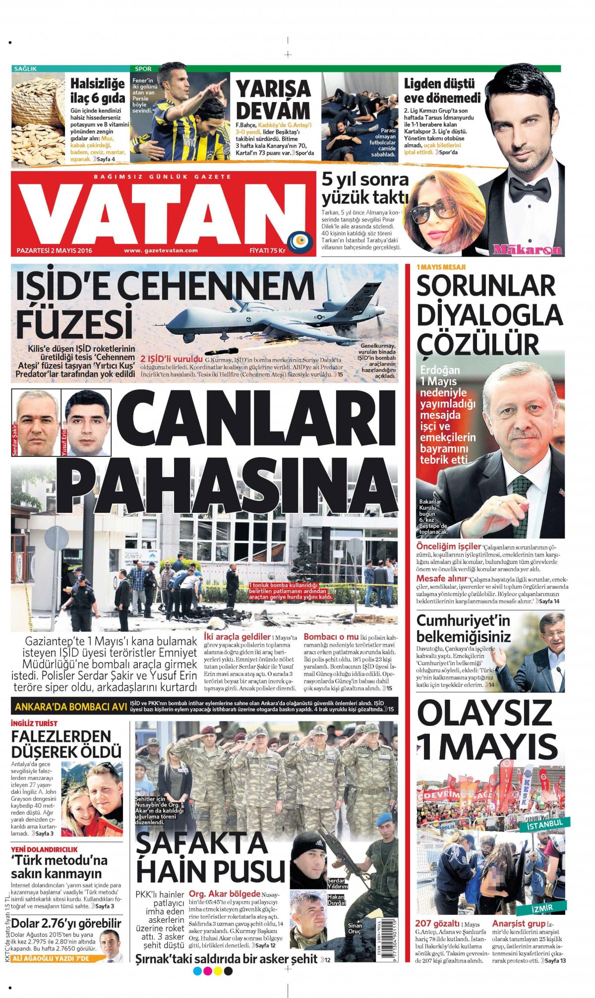 2 Mayıs 2016 gazete manşetleri - 888