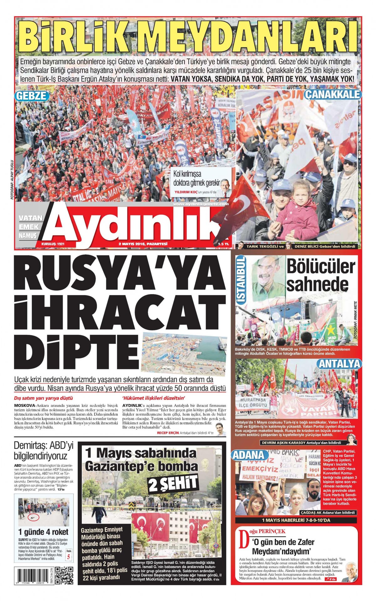 2 Mayıs 2016 gazete manşetleri - 585