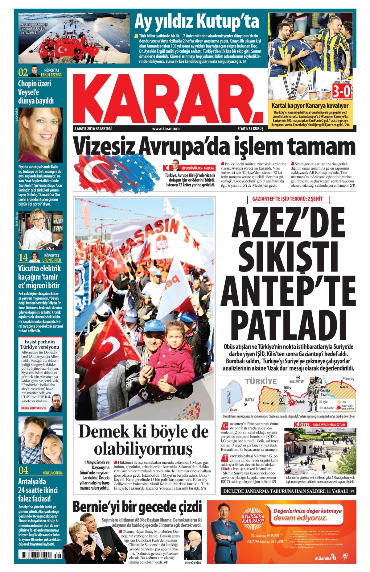 2 Mayıs 2016 gazete manşetleri - 540