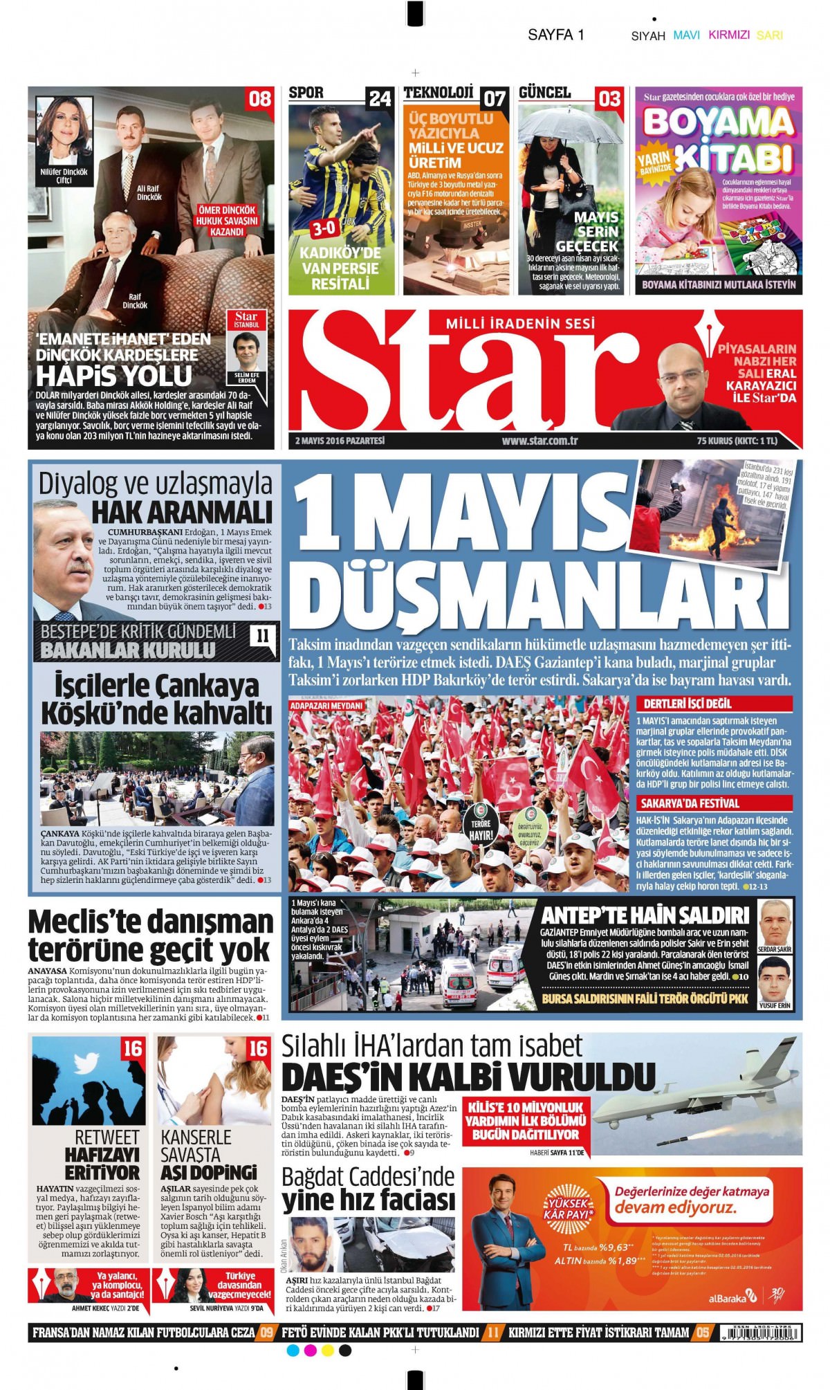 2 Mayıs 2016 gazete manşetleri - 865