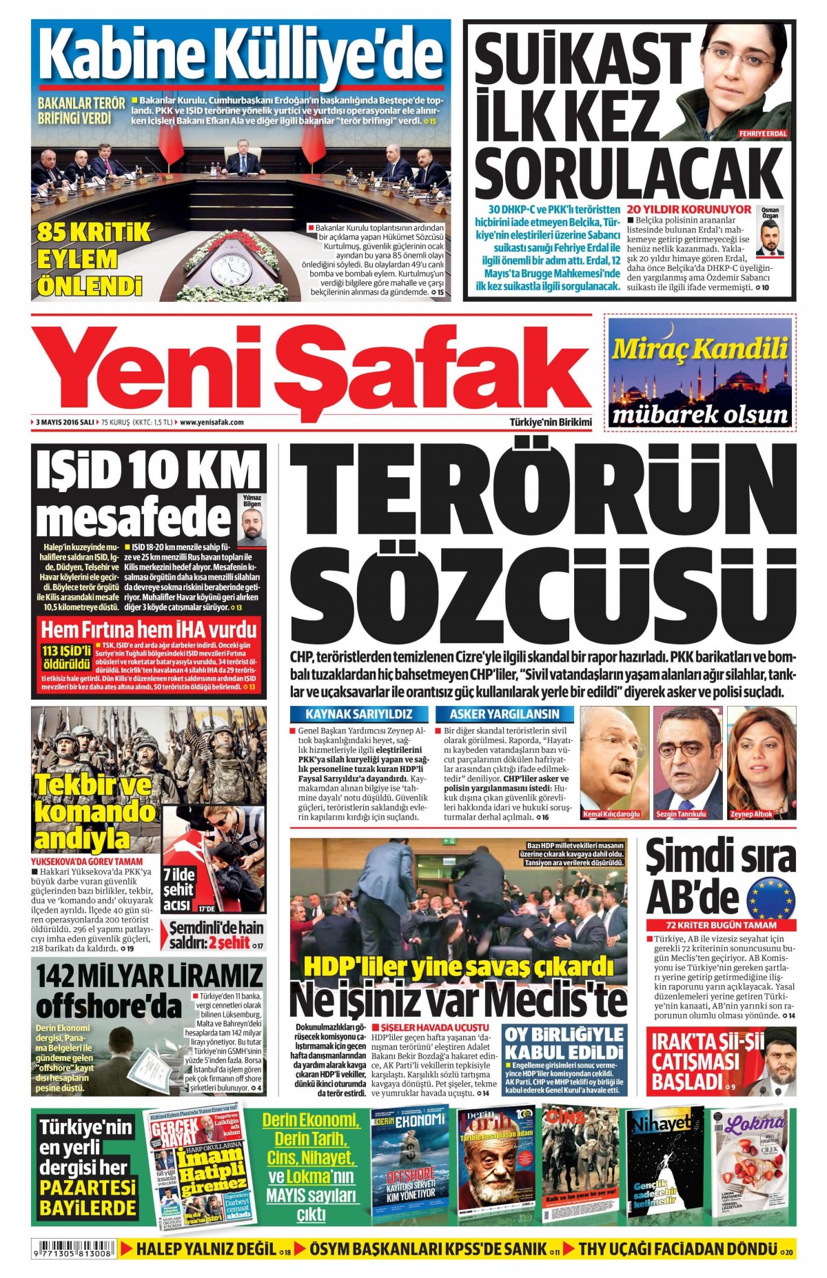3 Mayıs 2016 gazete manşetleri - 733