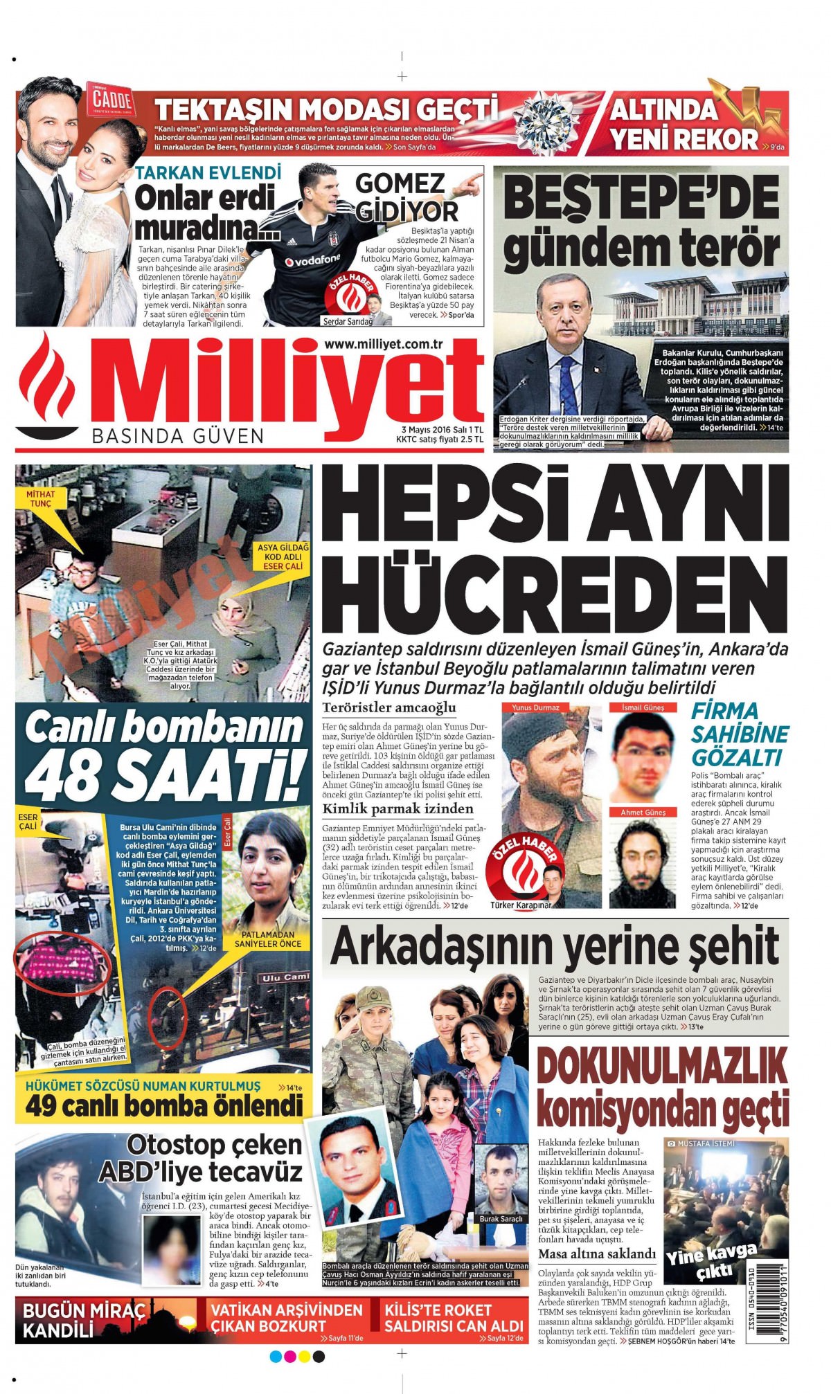 3 Mayıs 2016 gazete manşetleri - 574