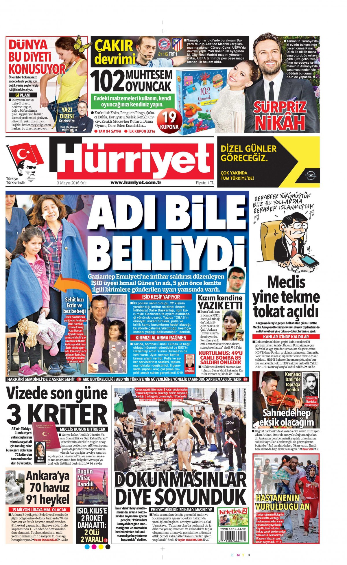 3 Mayıs 2016 gazete manşetleri - 733