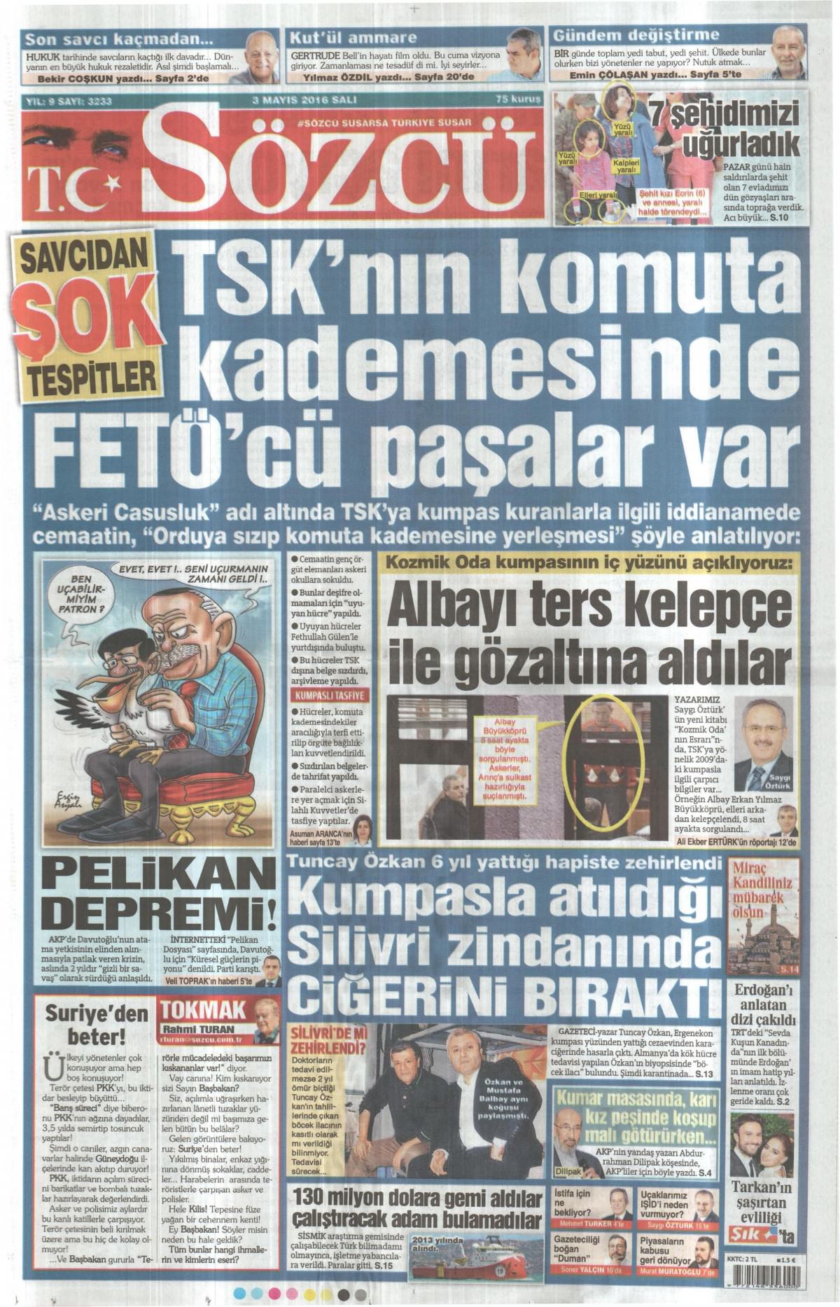 3 Mayıs 2016 gazete manşetleri - 662