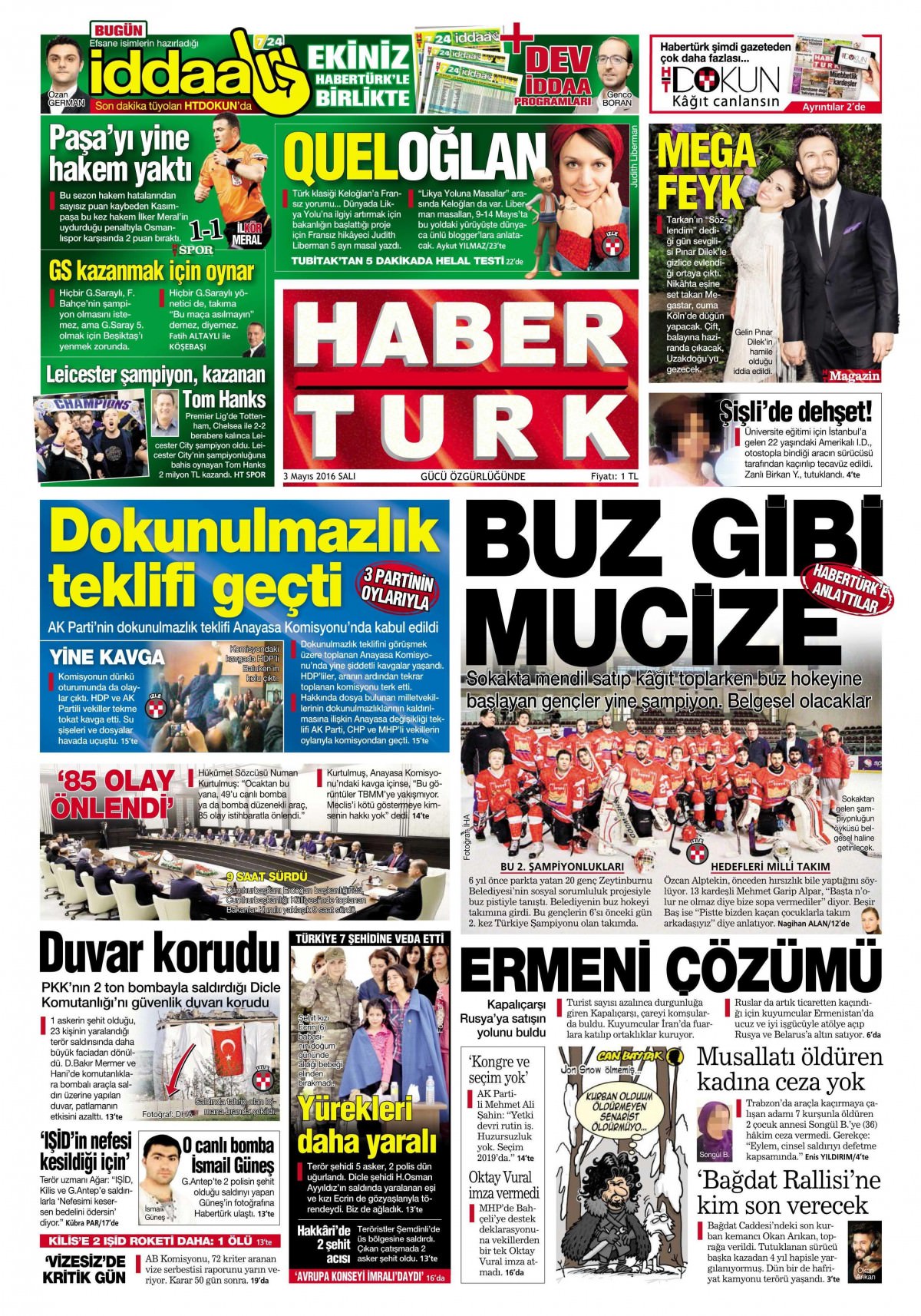 3 Mayıs 2016 gazete manşetleri - 612