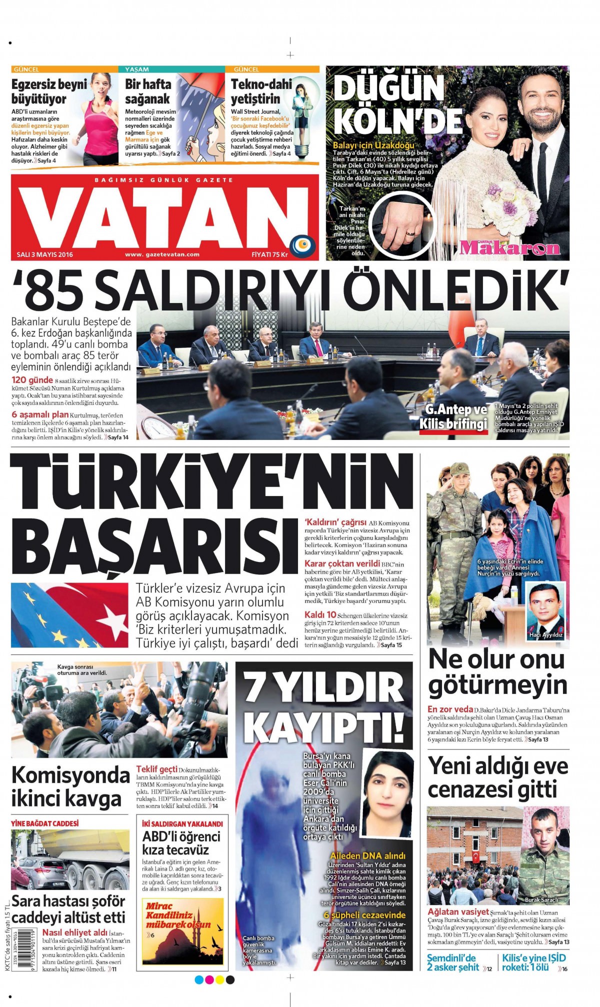 3 Mayıs 2016 gazete manşetleri - 685