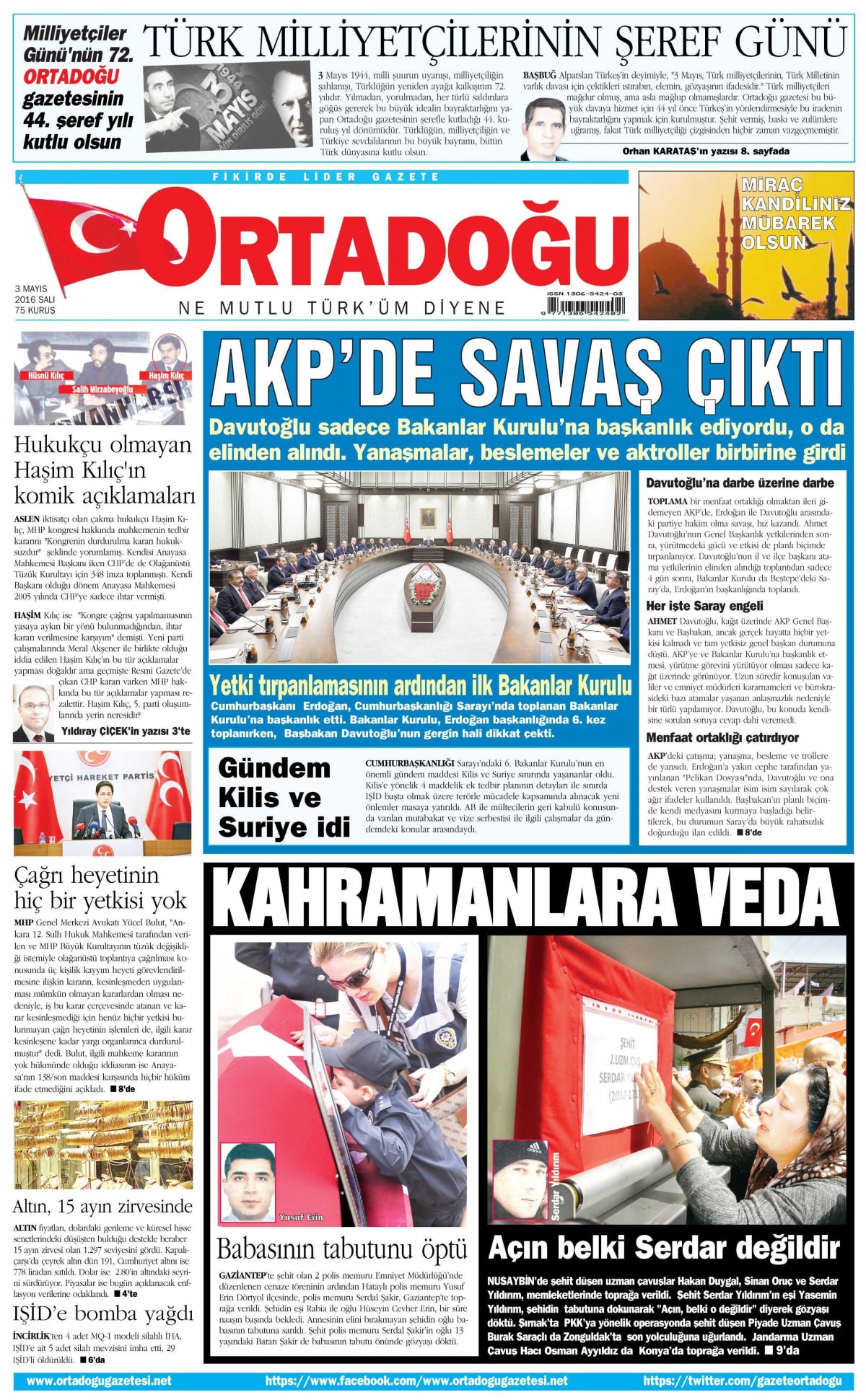 3 Mayıs 2016 gazete manşetleri - 518