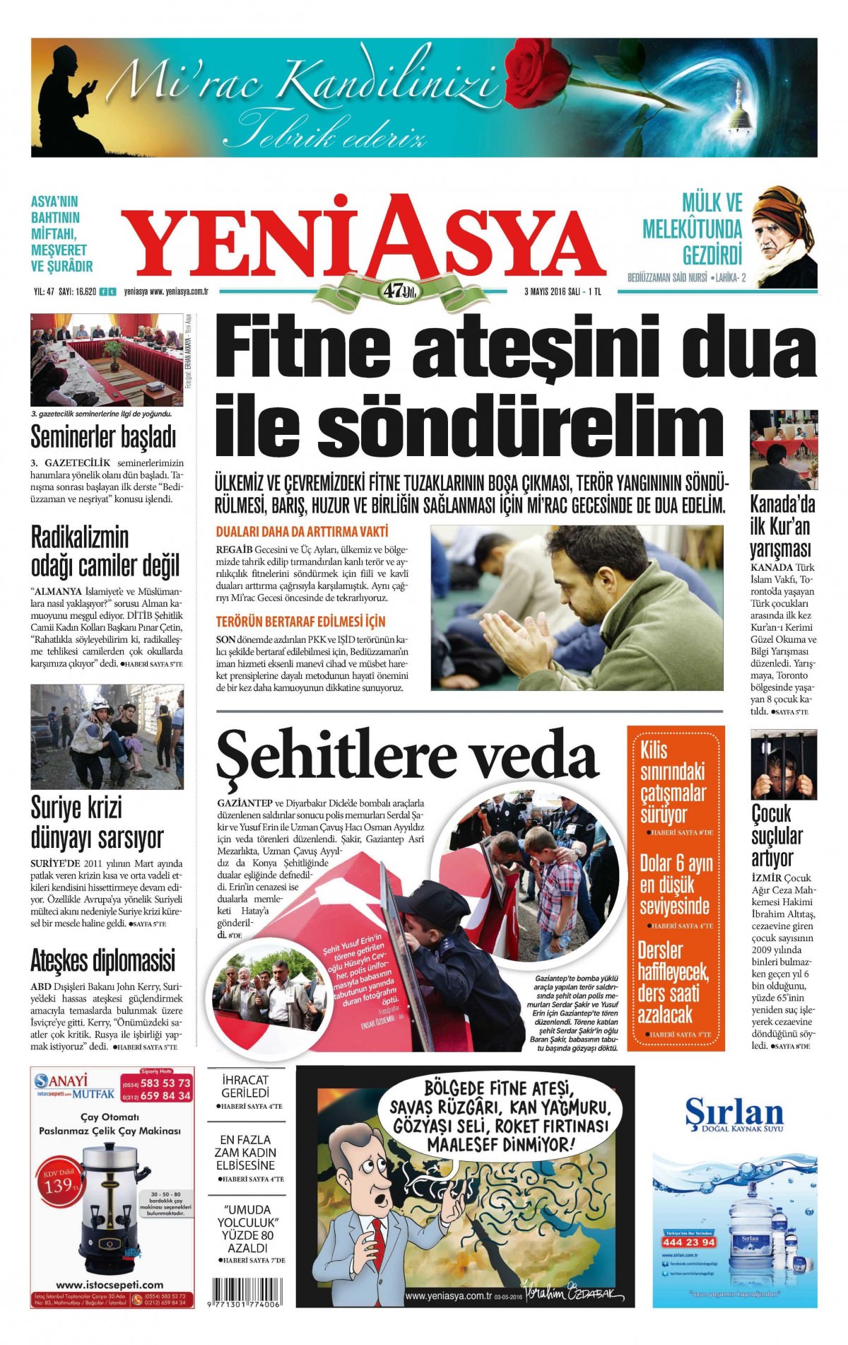 3 Mayıs 2016 gazete manşetleri - 585