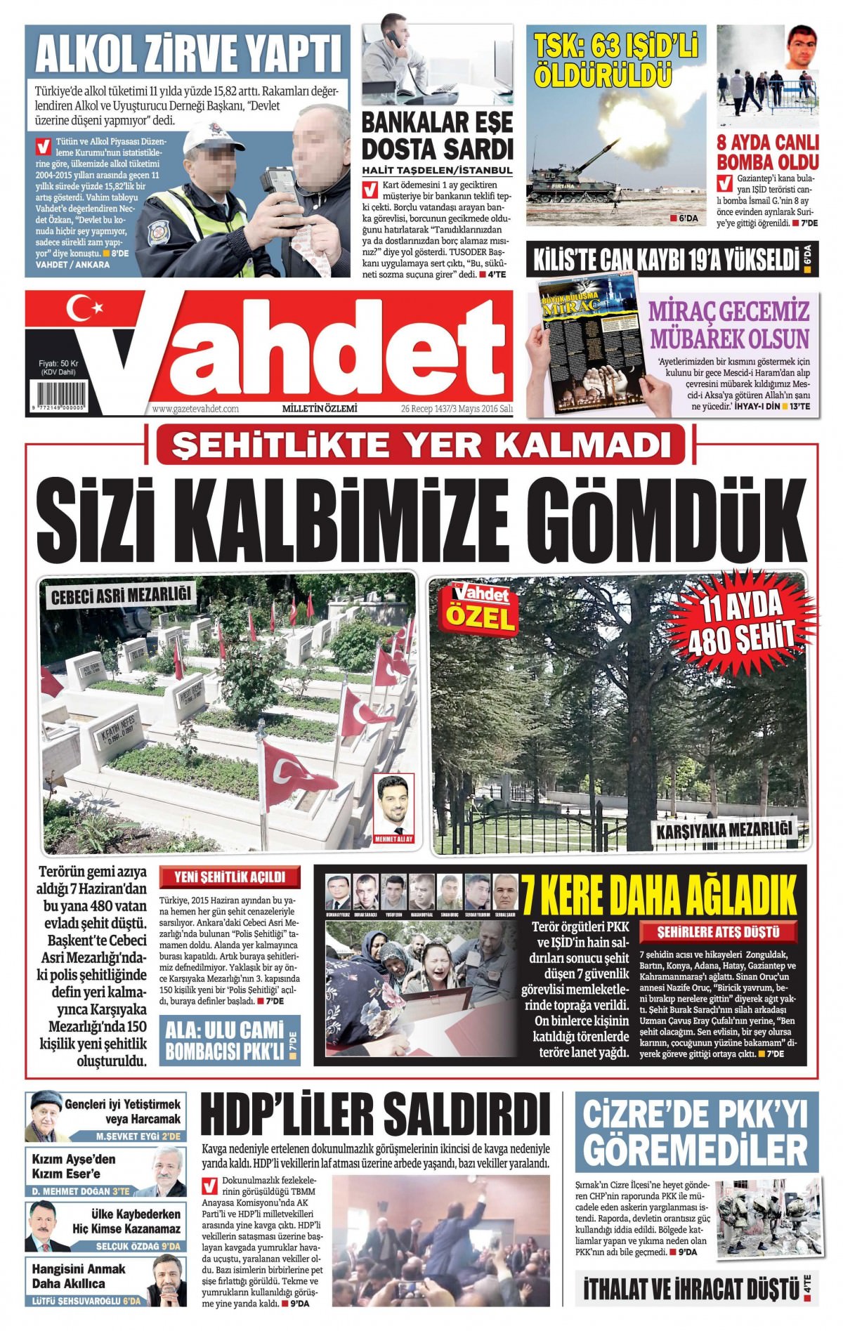 3 Mayıs 2016 gazete manşetleri - 852