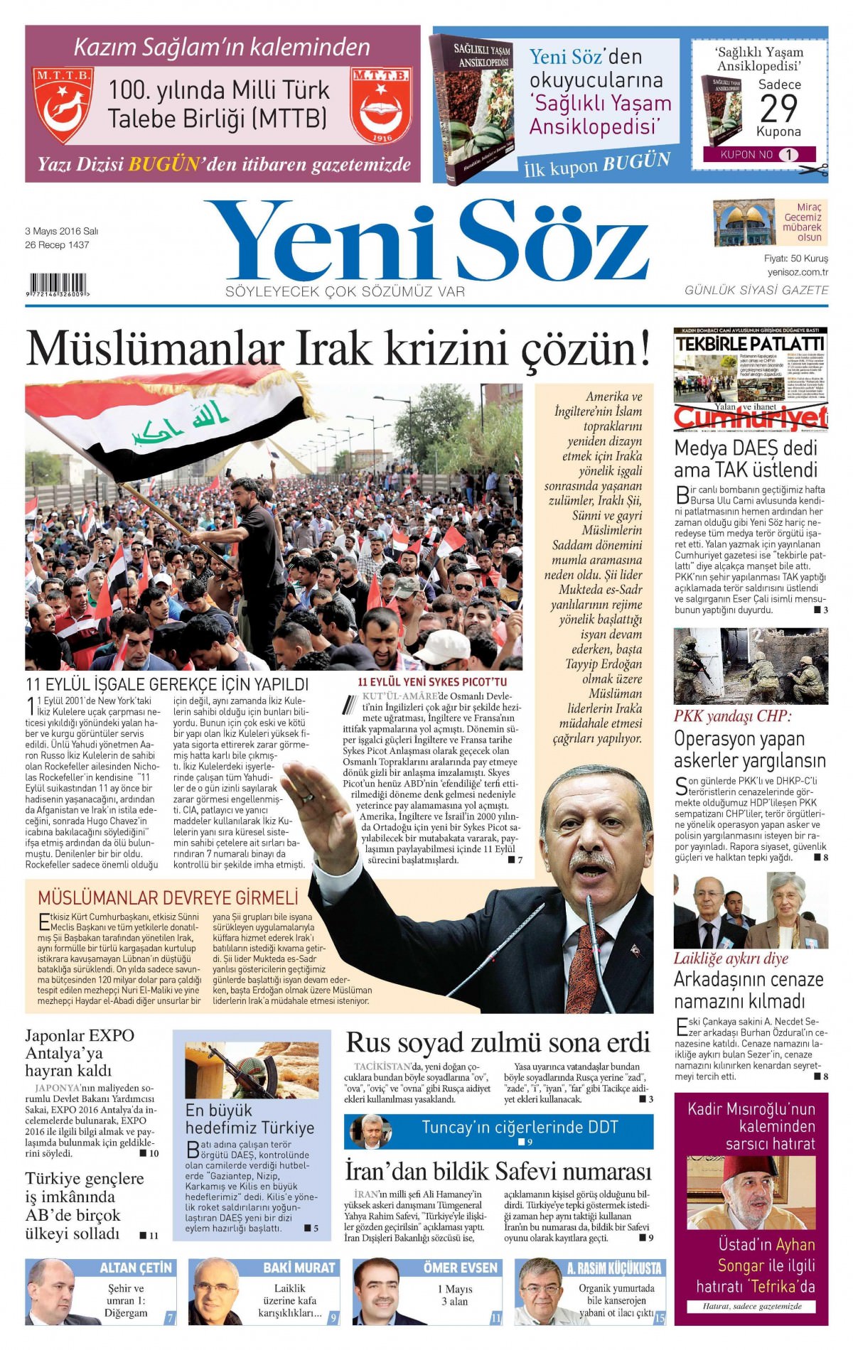 3 Mayıs 2016 gazete manşetleri - 567