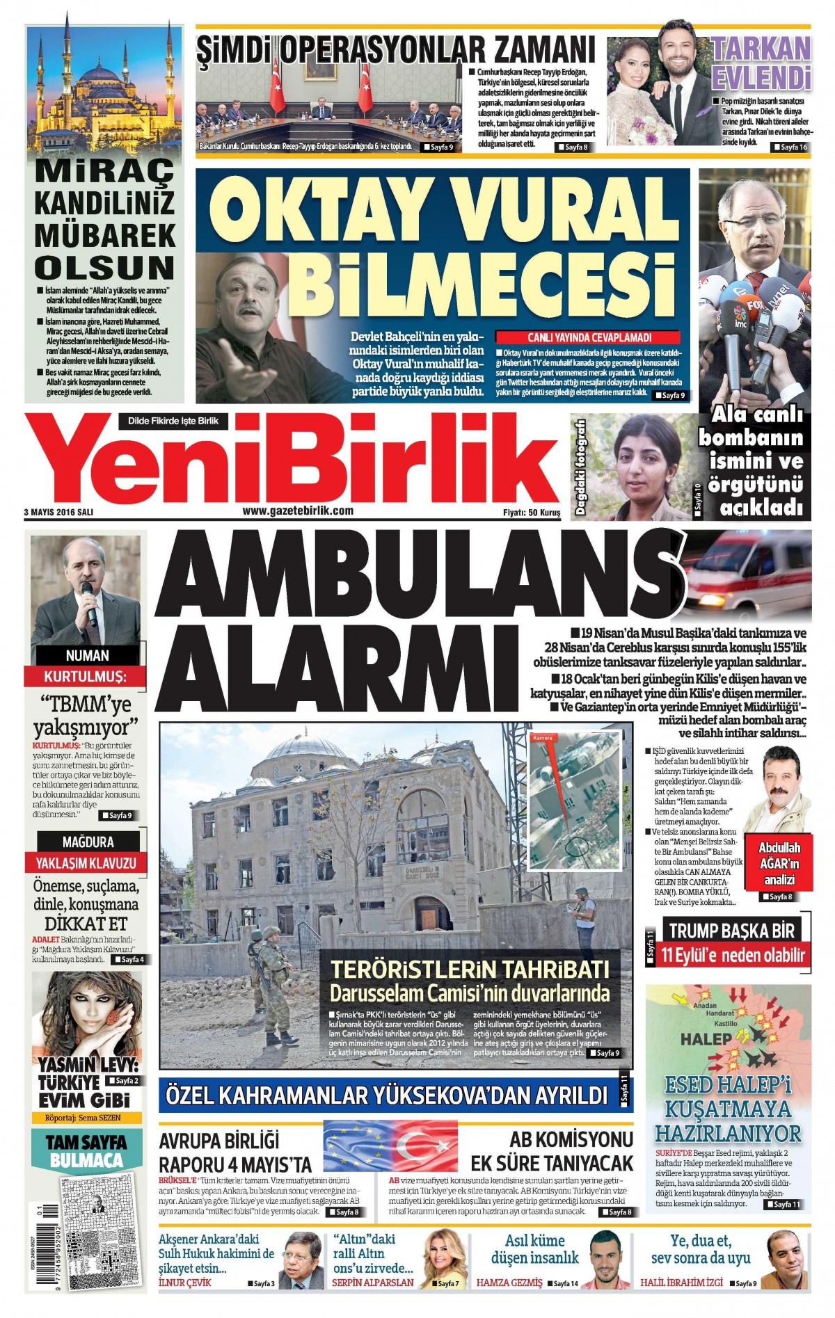 3 Mayıs 2016 gazete manşetleri - 852