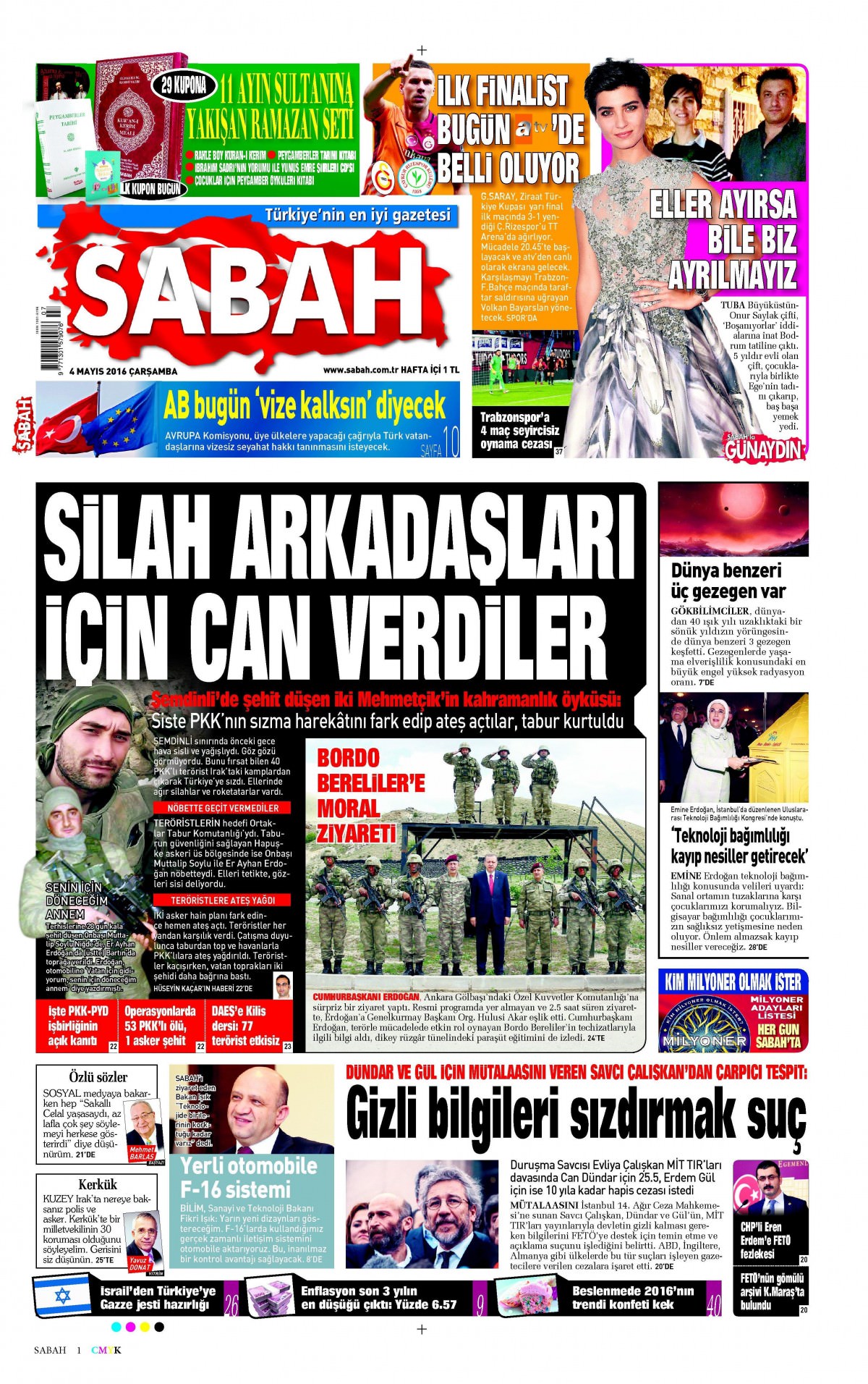 4 Mayıs 2016 gazete manşetleri - 905