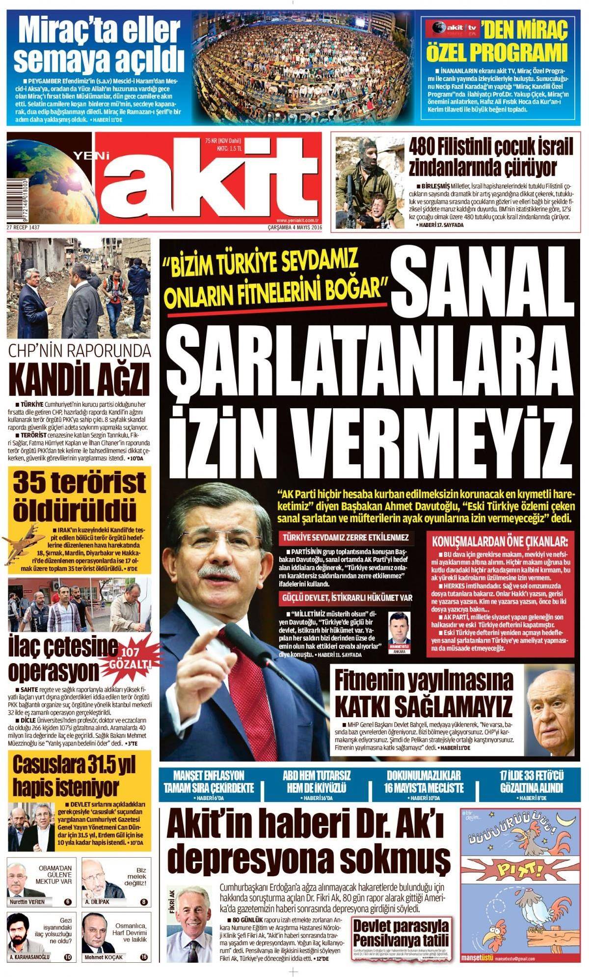 4 Mayıs 2016 gazete manşetleri - 714