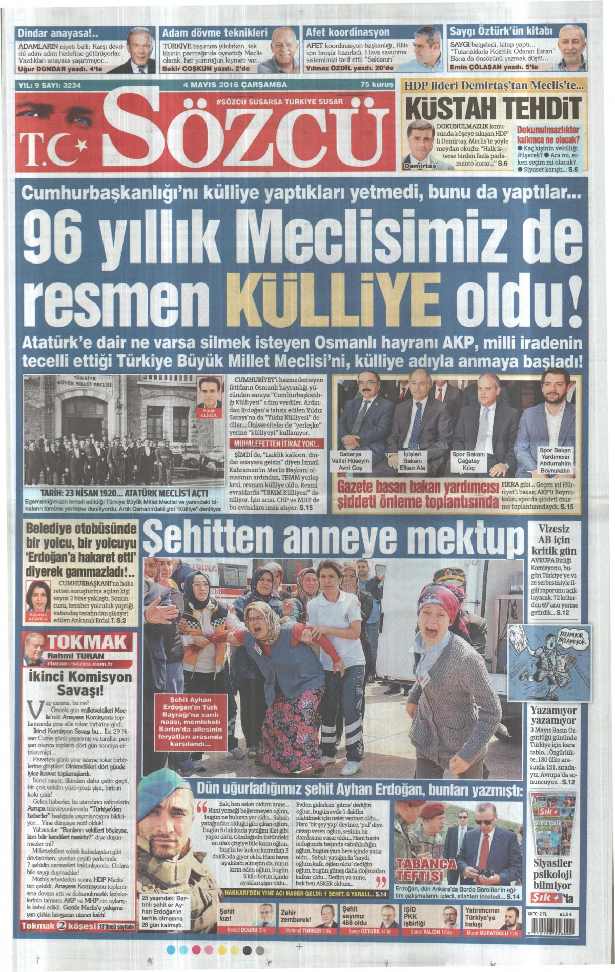 4 Mayıs 2016 gazete manşetleri - 661