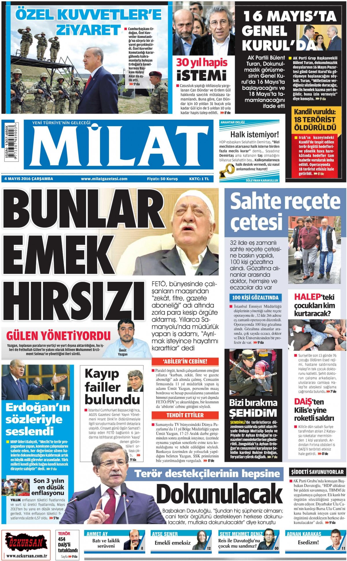 4 Mayıs 2016 gazete manşetleri - 668