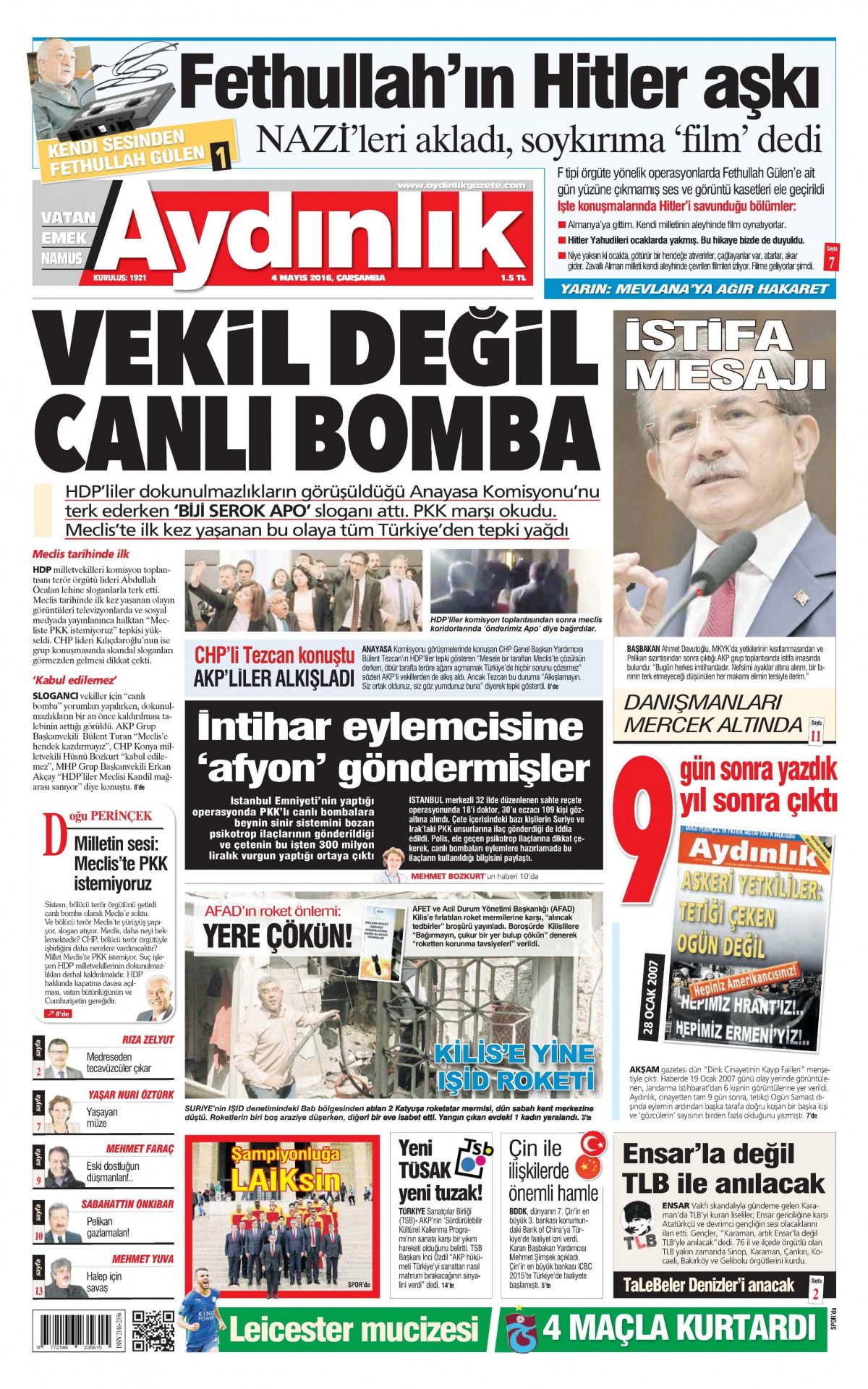 4 Mayıs 2016 gazete manşetleri - 767