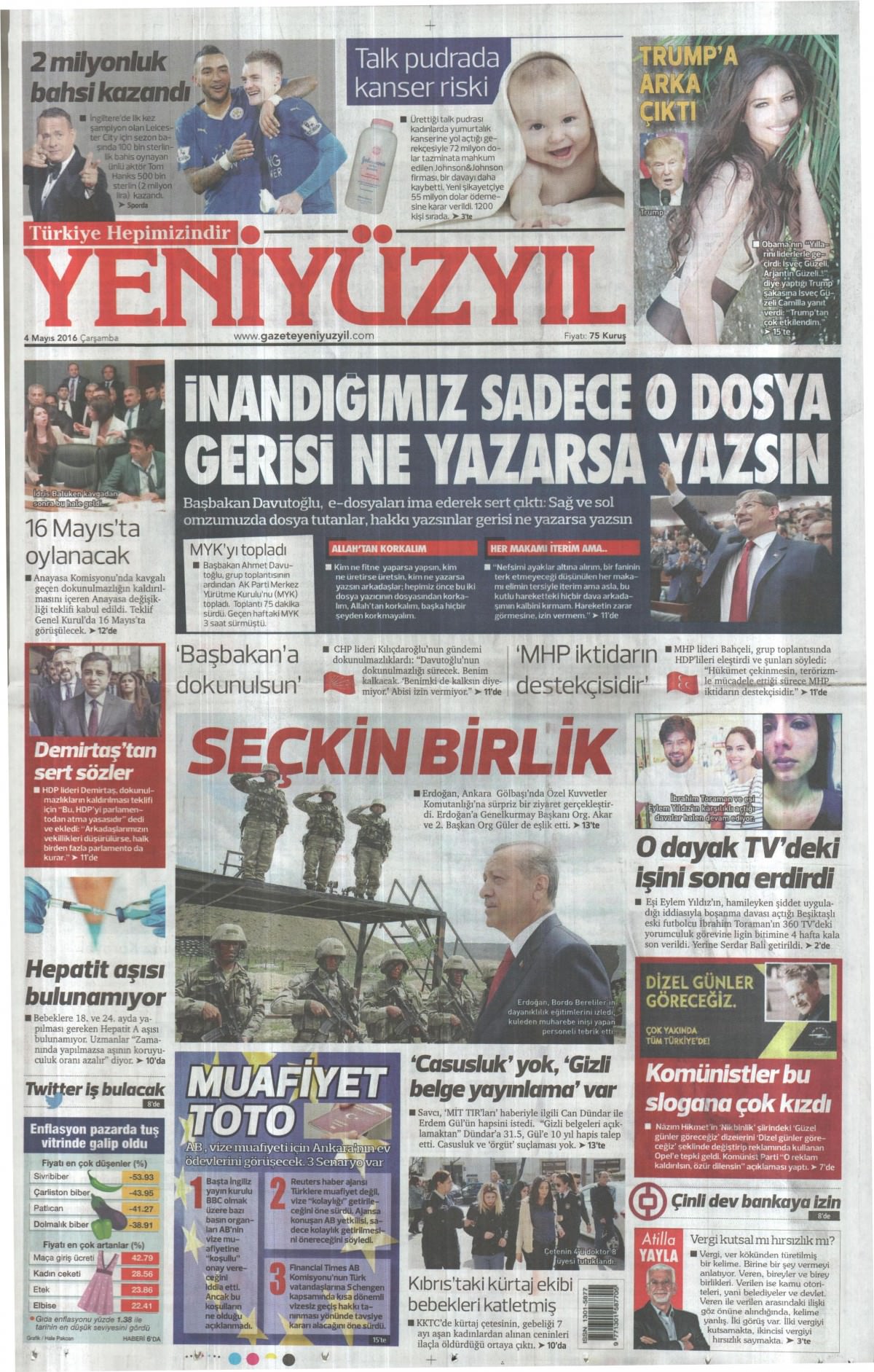 4 Mayıs 2016 gazete manşetleri - 939