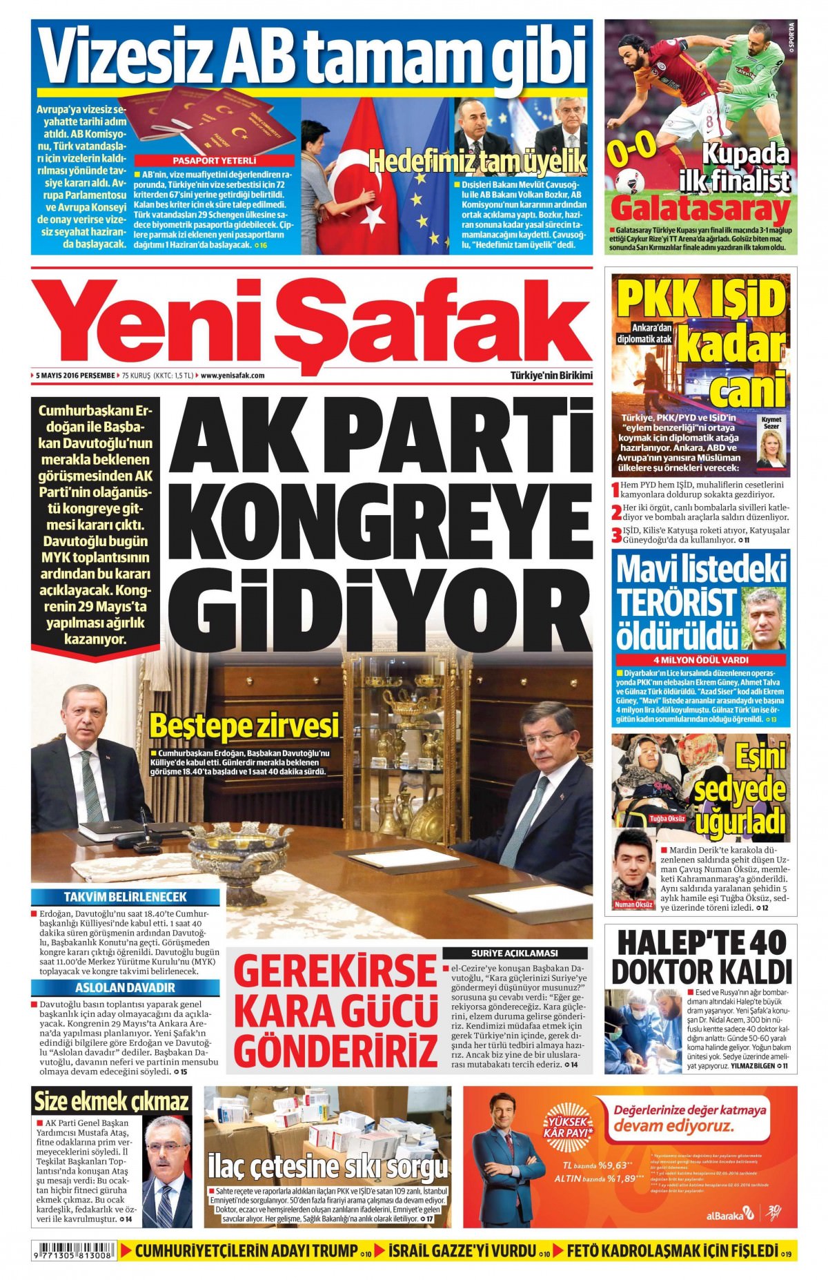 5 Mayıs 2016 gazete manşetleri - 858