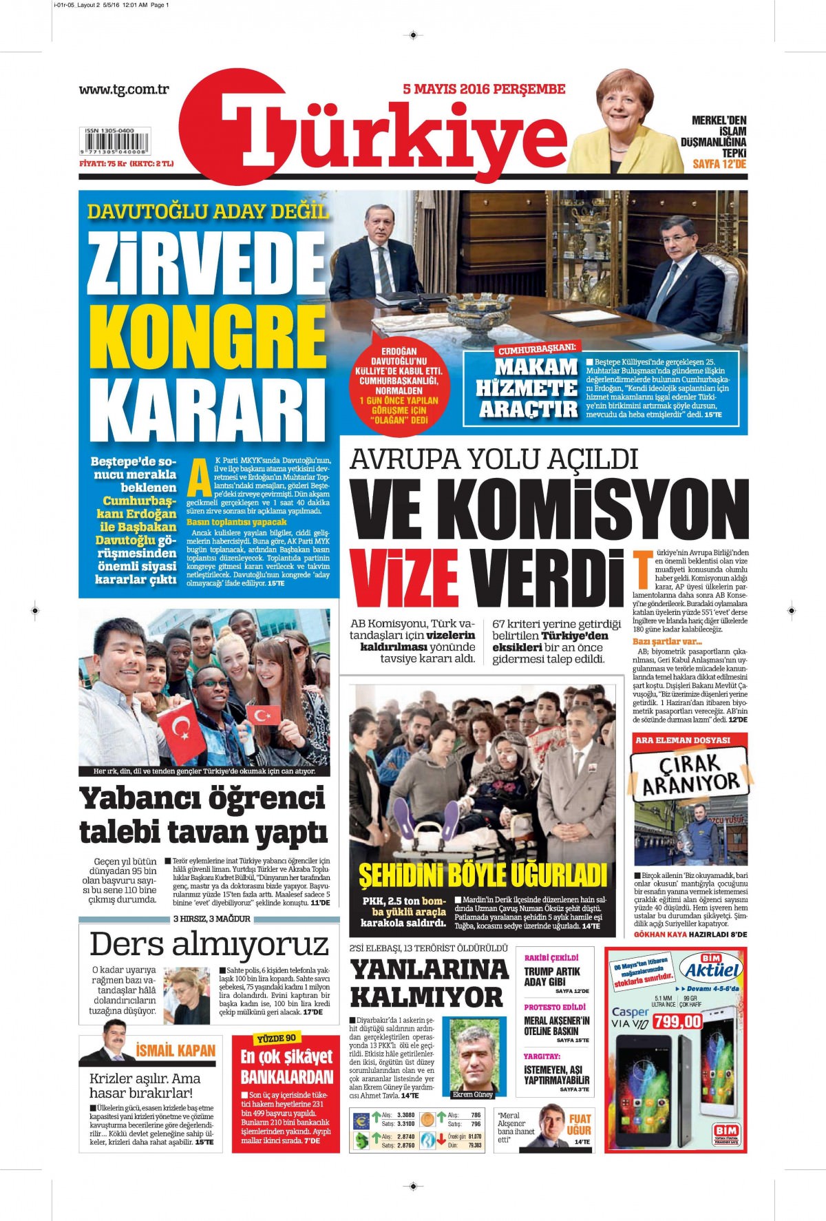 5 Mayıs 2016 gazete manşetleri - 920
