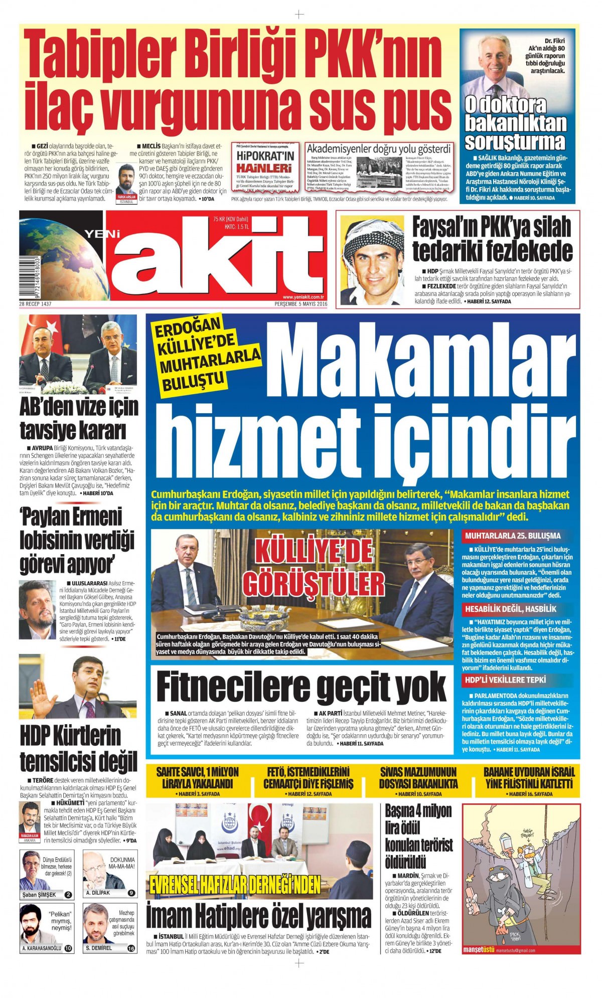 5 Mayıs 2016 gazete manşetleri - 875
